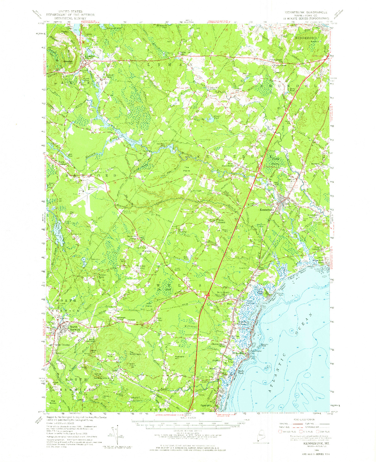 USGS 1:62500-SCALE QUADRANGLE FOR KENNEBUNK, ME 1956