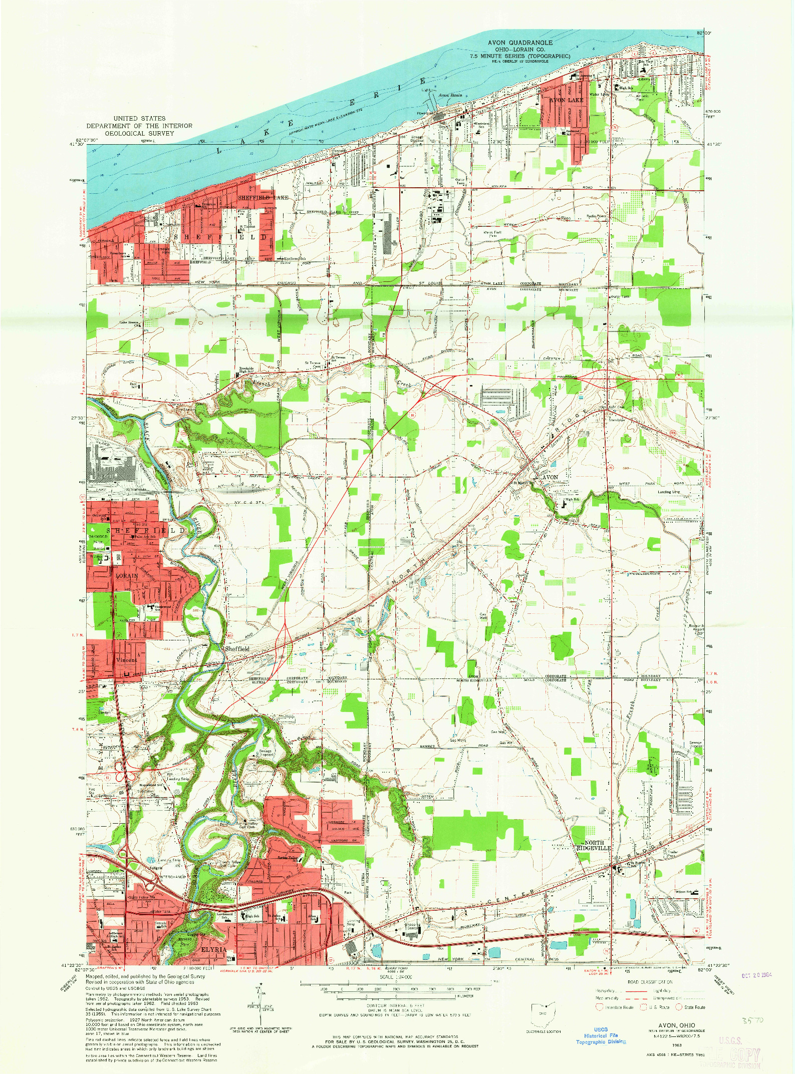 USGS 1:24000-SCALE QUADRANGLE FOR AVON, OH 1963