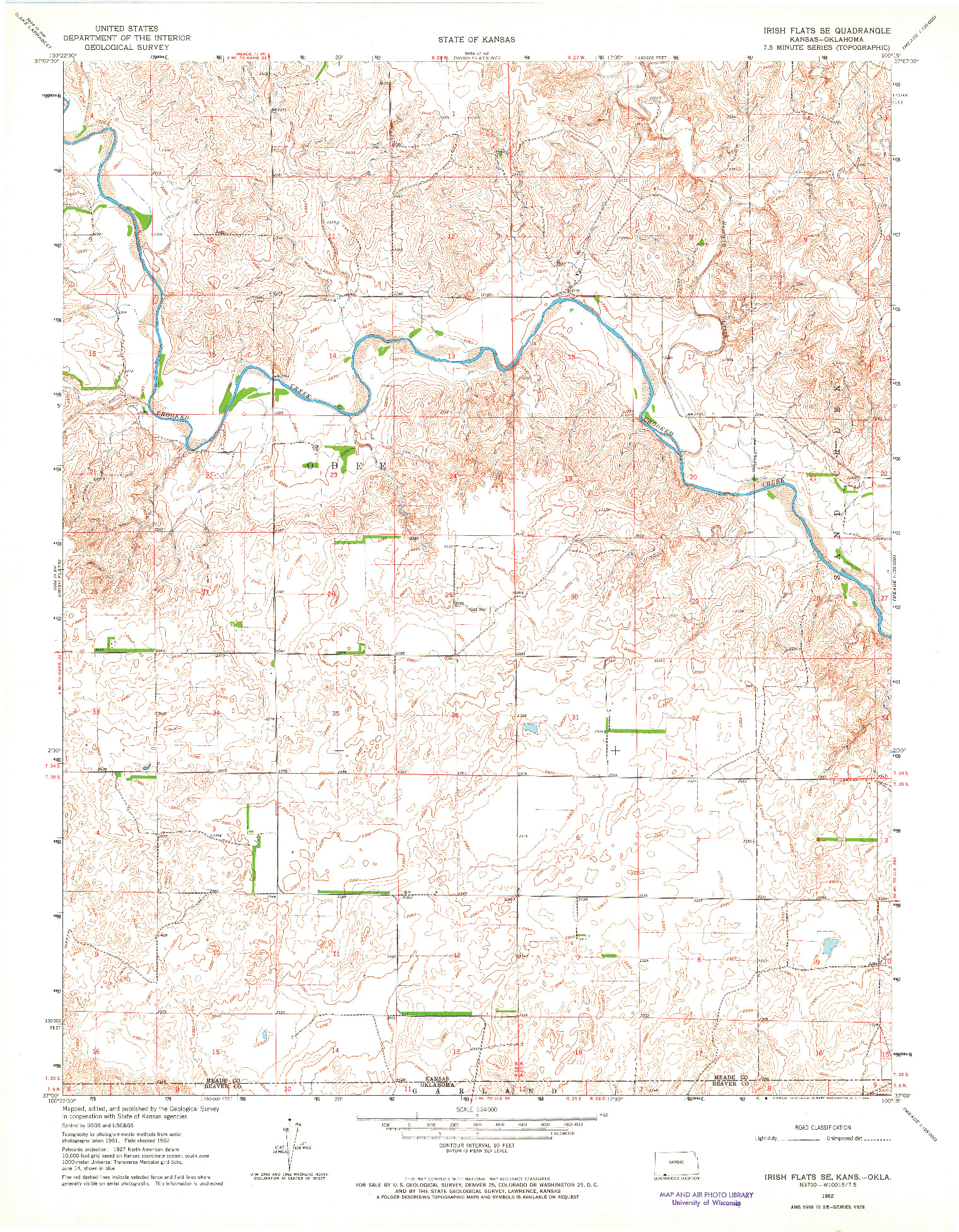 USGS 1:24000-SCALE QUADRANGLE FOR IRISH FLATS SE, KS 1962