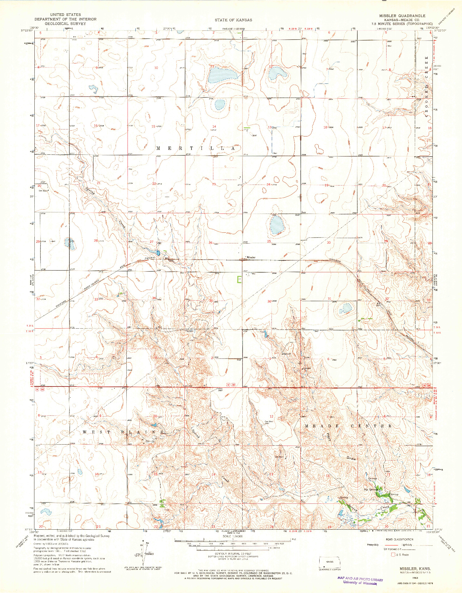 USGS 1:24000-SCALE QUADRANGLE FOR MISSLER, KS 1963