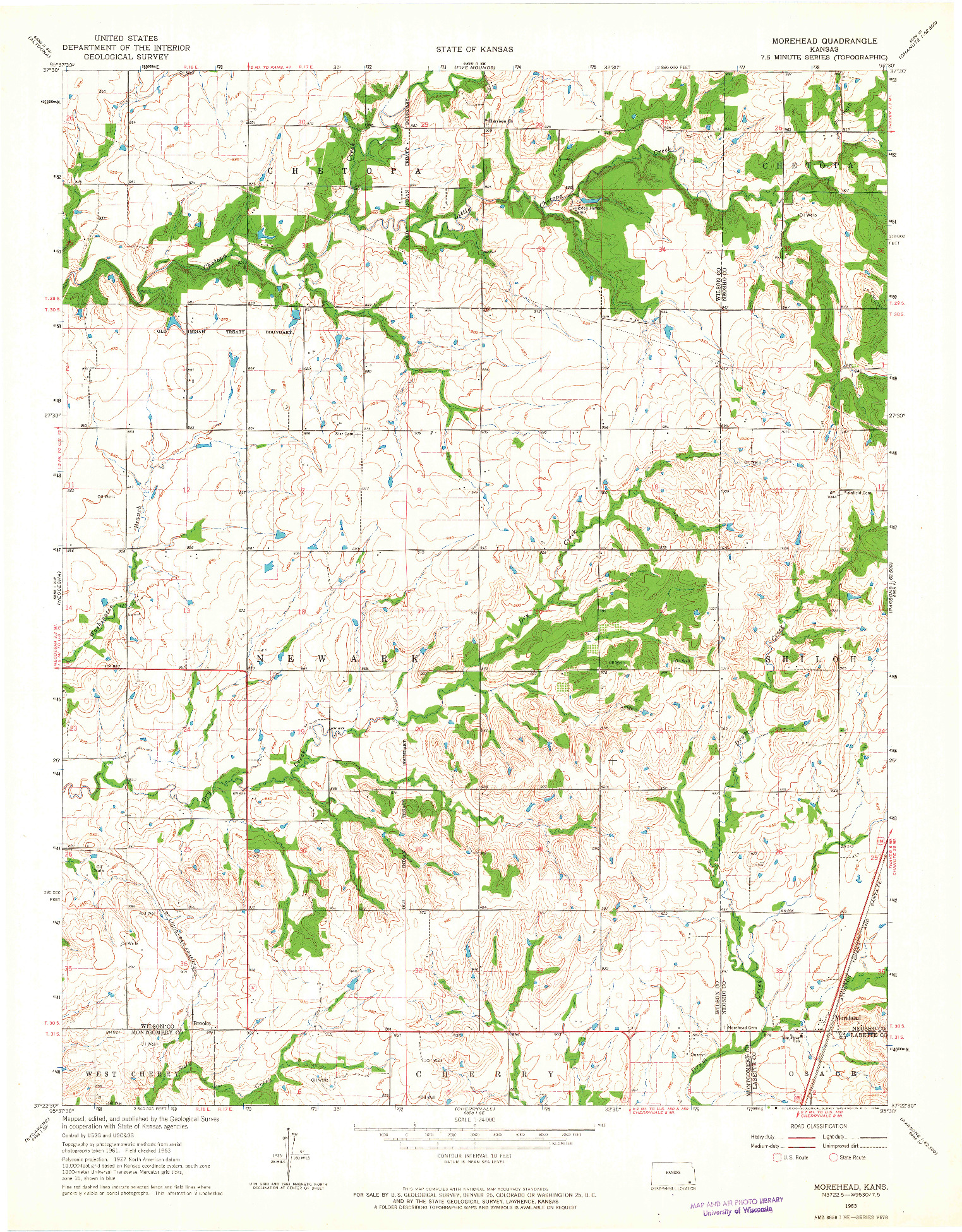 USGS 1:24000-SCALE QUADRANGLE FOR MOREHEAD, KS 1963