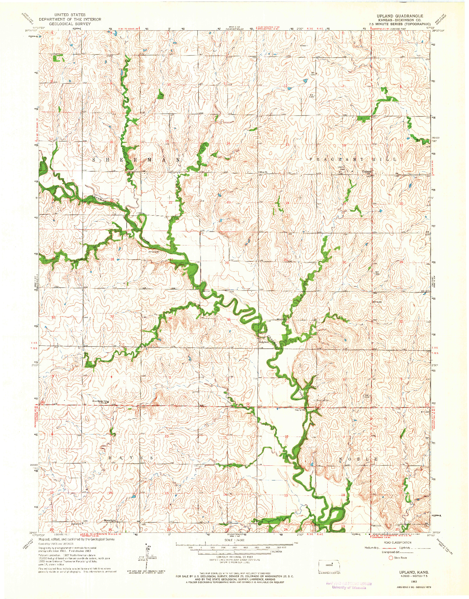 USGS 1:24000-SCALE QUADRANGLE FOR UPLAND, KS 1963