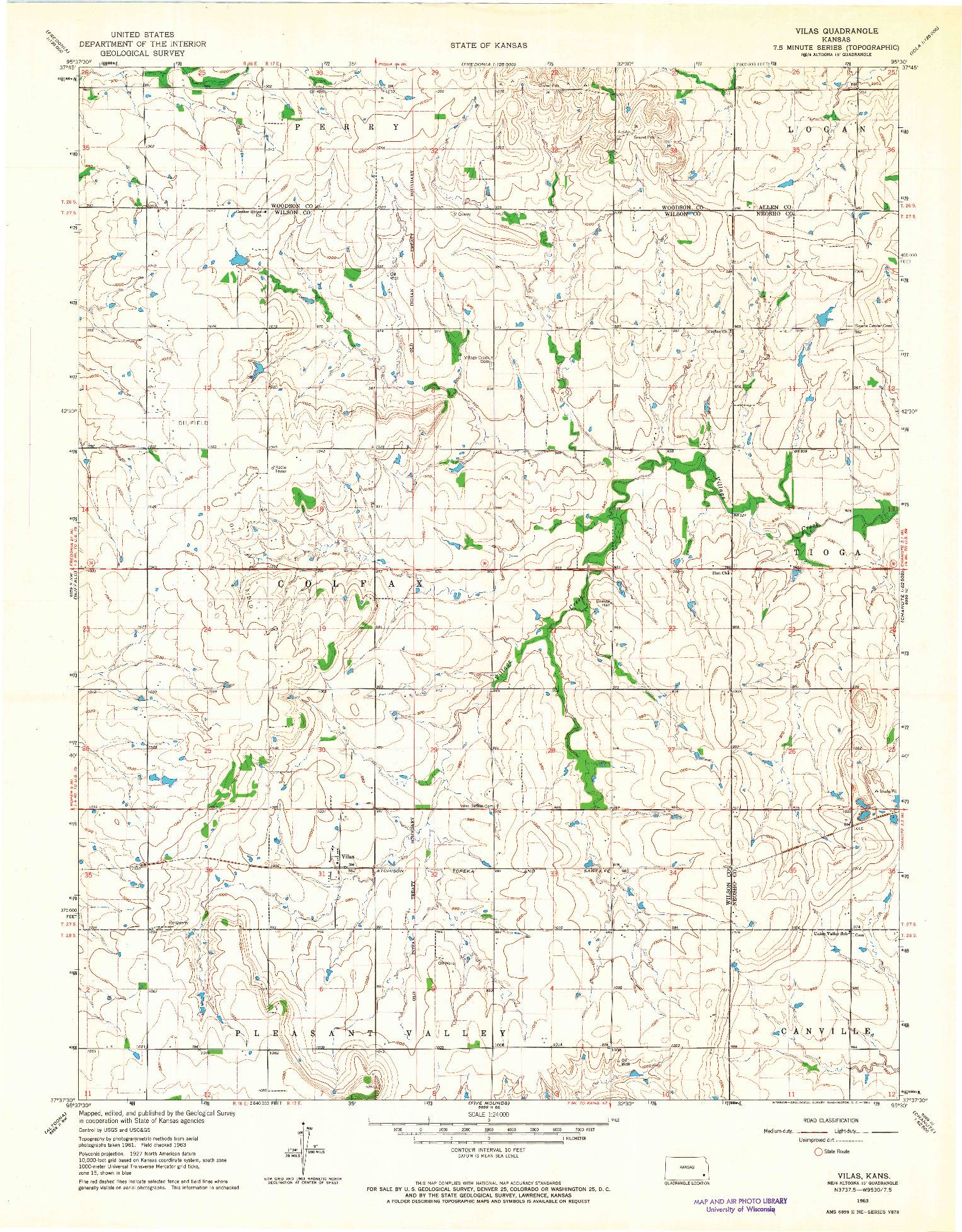 USGS 1:24000-SCALE QUADRANGLE FOR VILAS, KS 1963