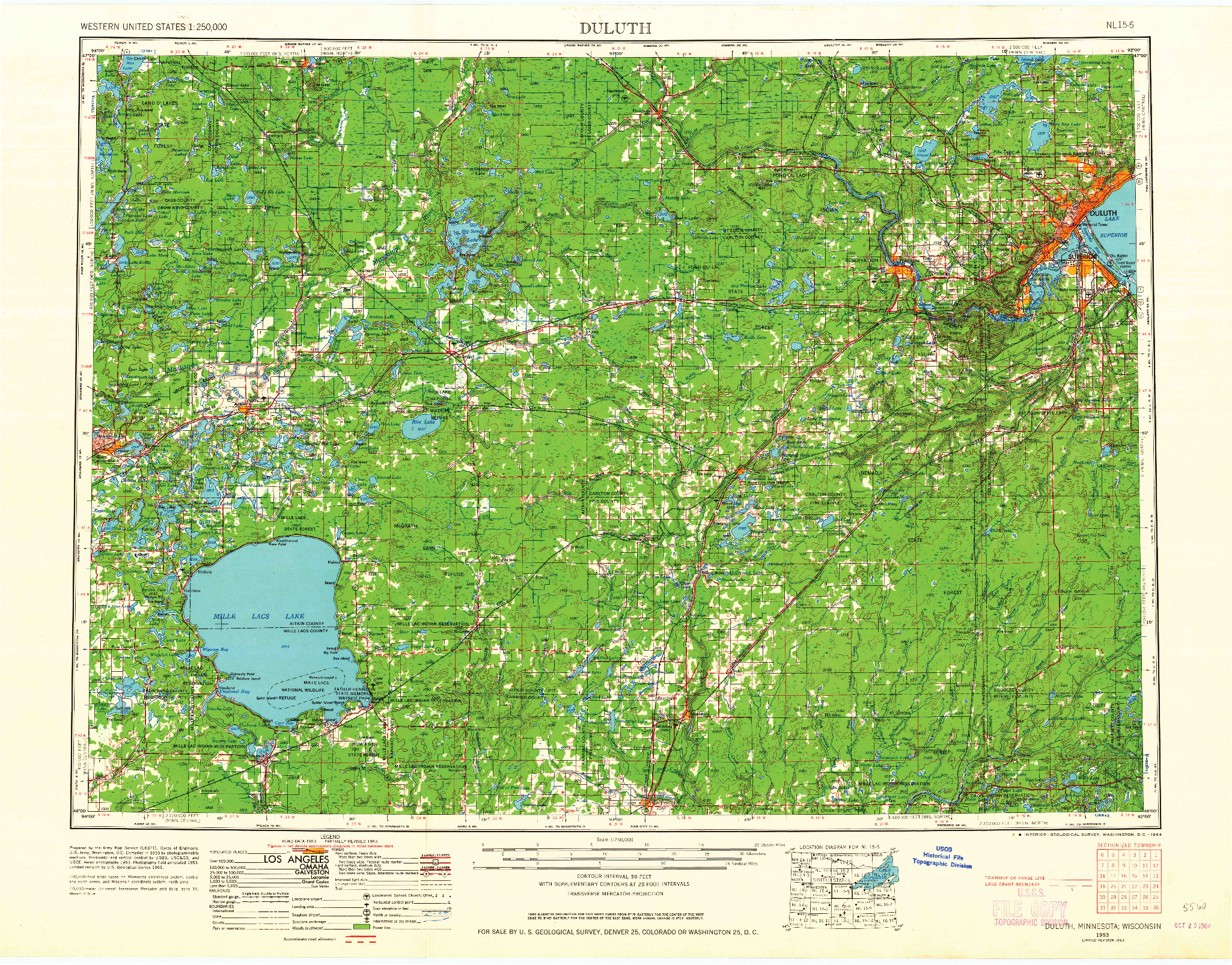 USGS 1:250000-SCALE QUADRANGLE FOR DULUTH, MN 1953