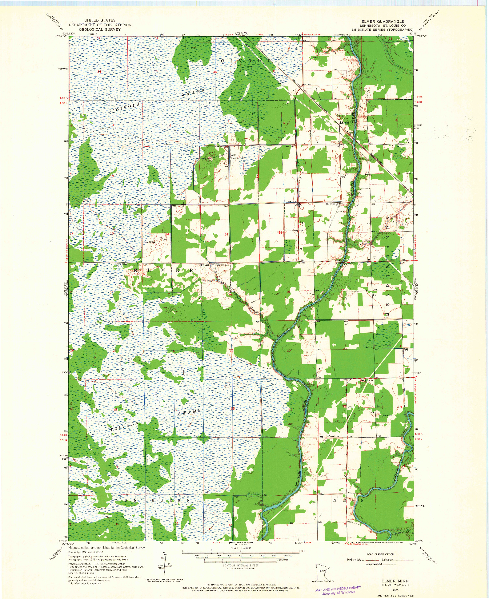 USGS 1:24000-SCALE QUADRANGLE FOR ELMER, MN 1963