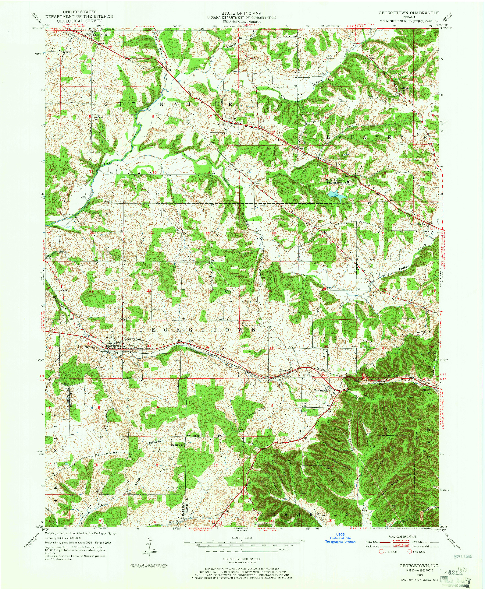 USGS 1:24000-SCALE QUADRANGLE FOR GEORGETOWN, IN 1949