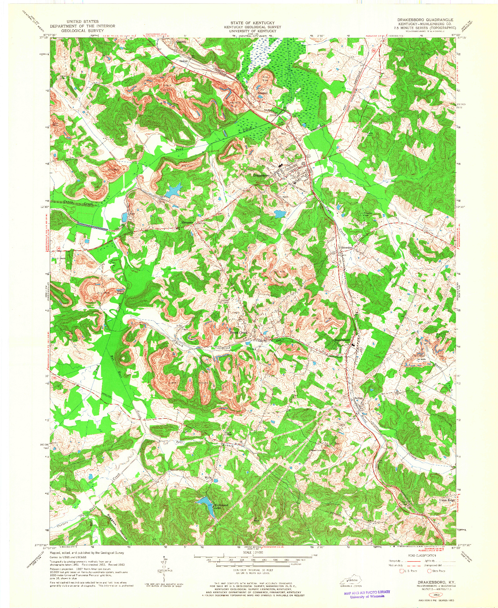 USGS 1:24000-SCALE QUADRANGLE FOR DRAKESBORO, KY 1963