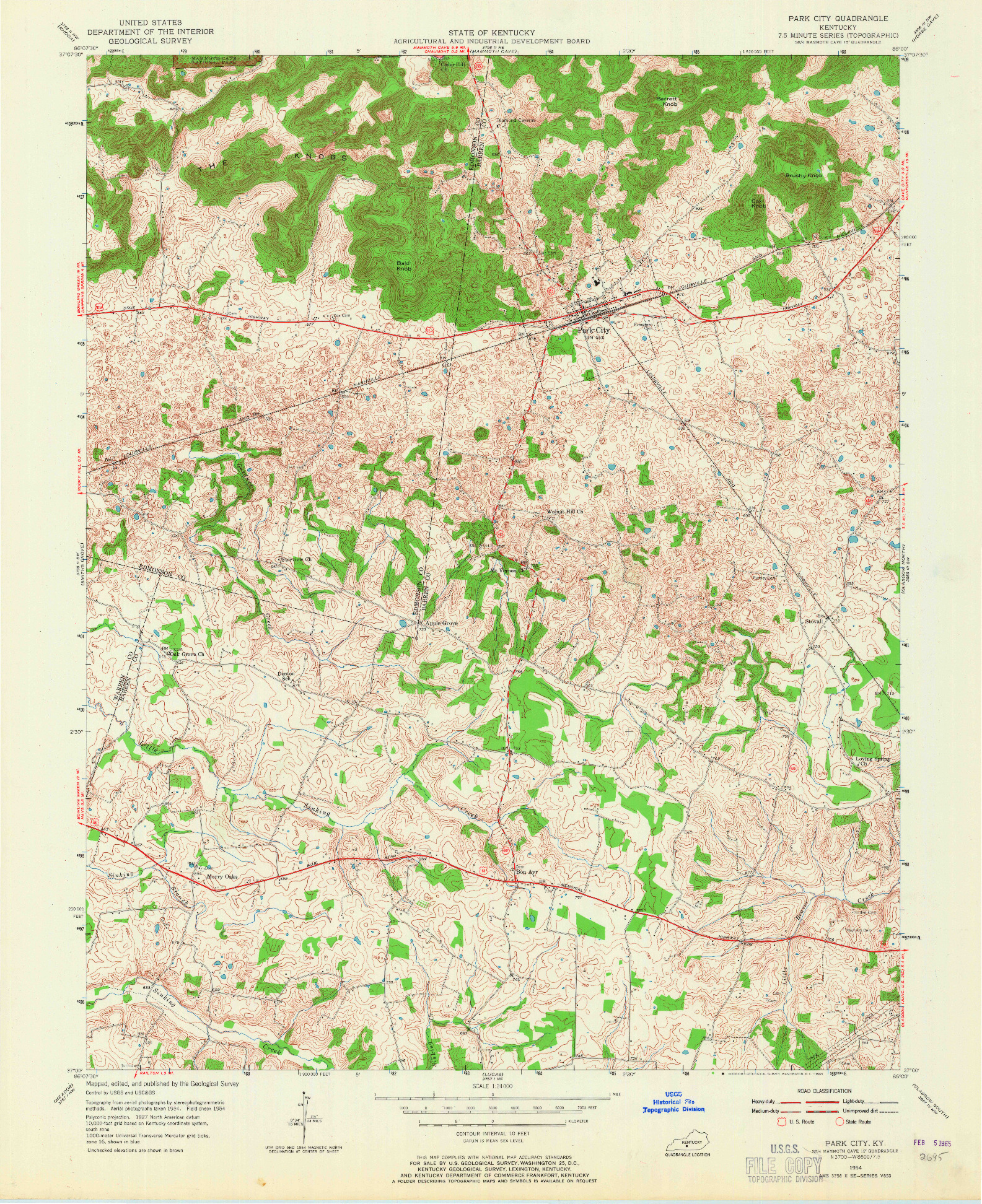 USGS 1:24000-SCALE QUADRANGLE FOR PARK CITY, KY 1954