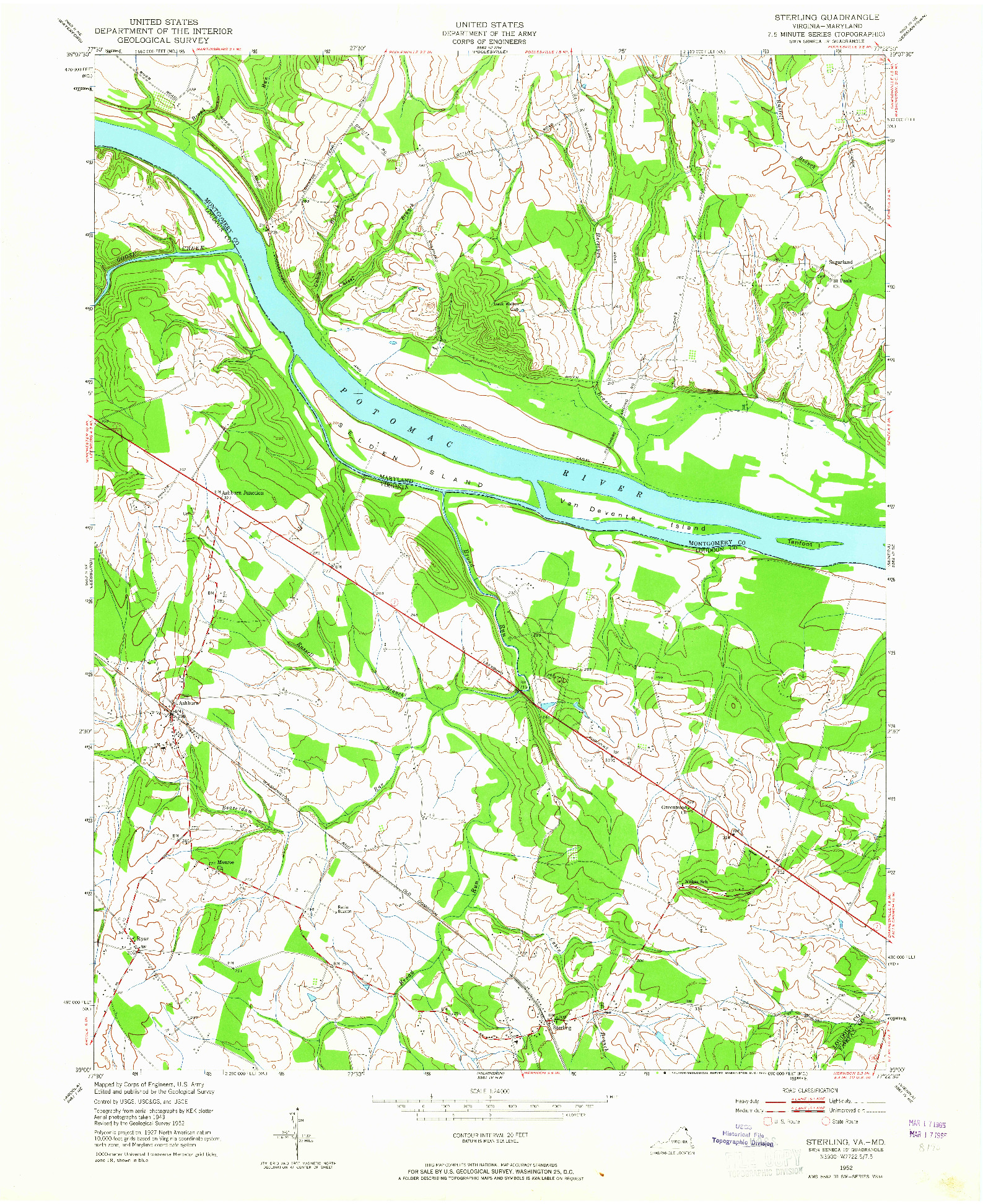 USGS 1:24000-SCALE QUADRANGLE FOR STERLING, VA 1952