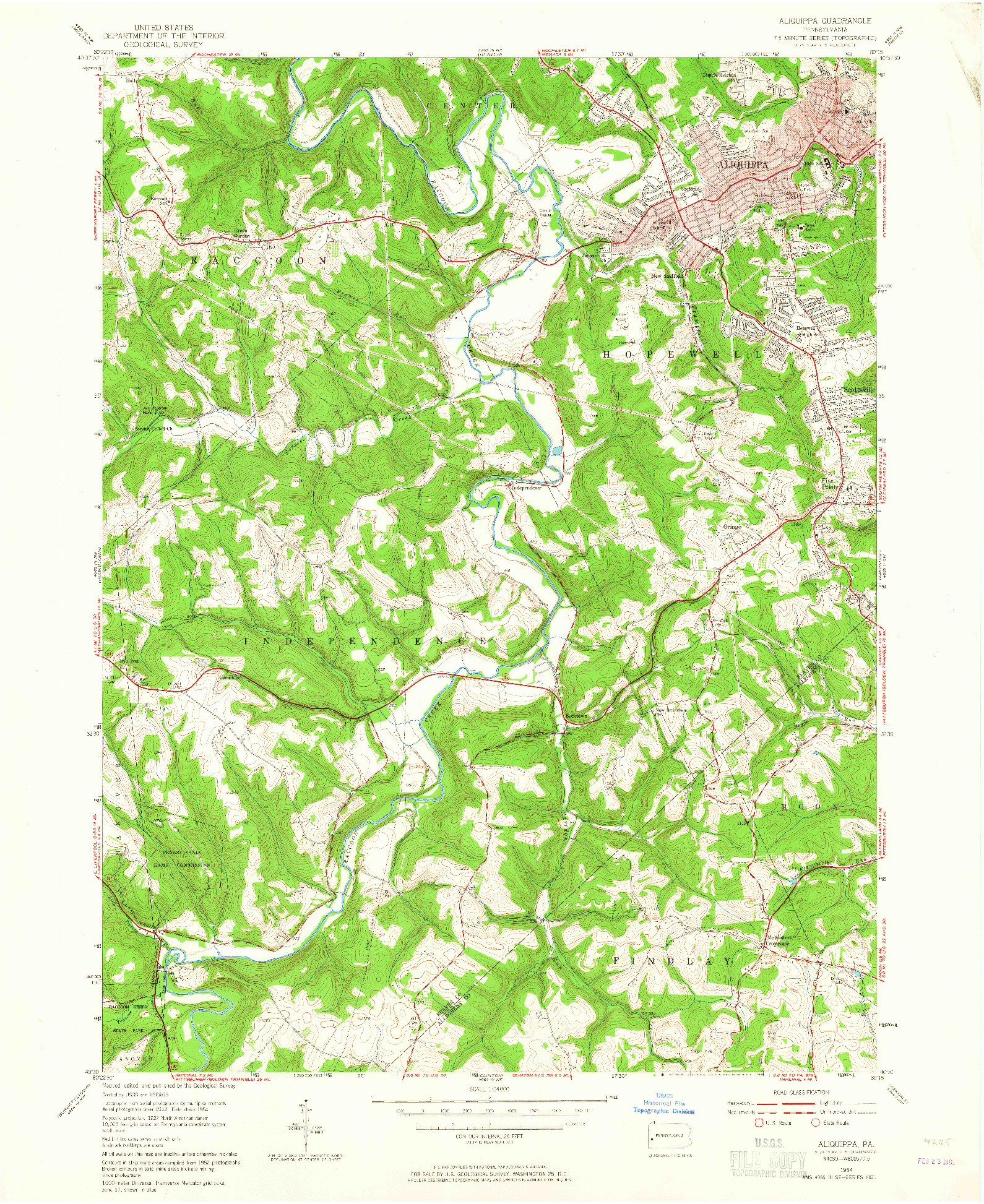 USGS 1:24000-SCALE QUADRANGLE FOR ALIQUIPPA, PA 1954