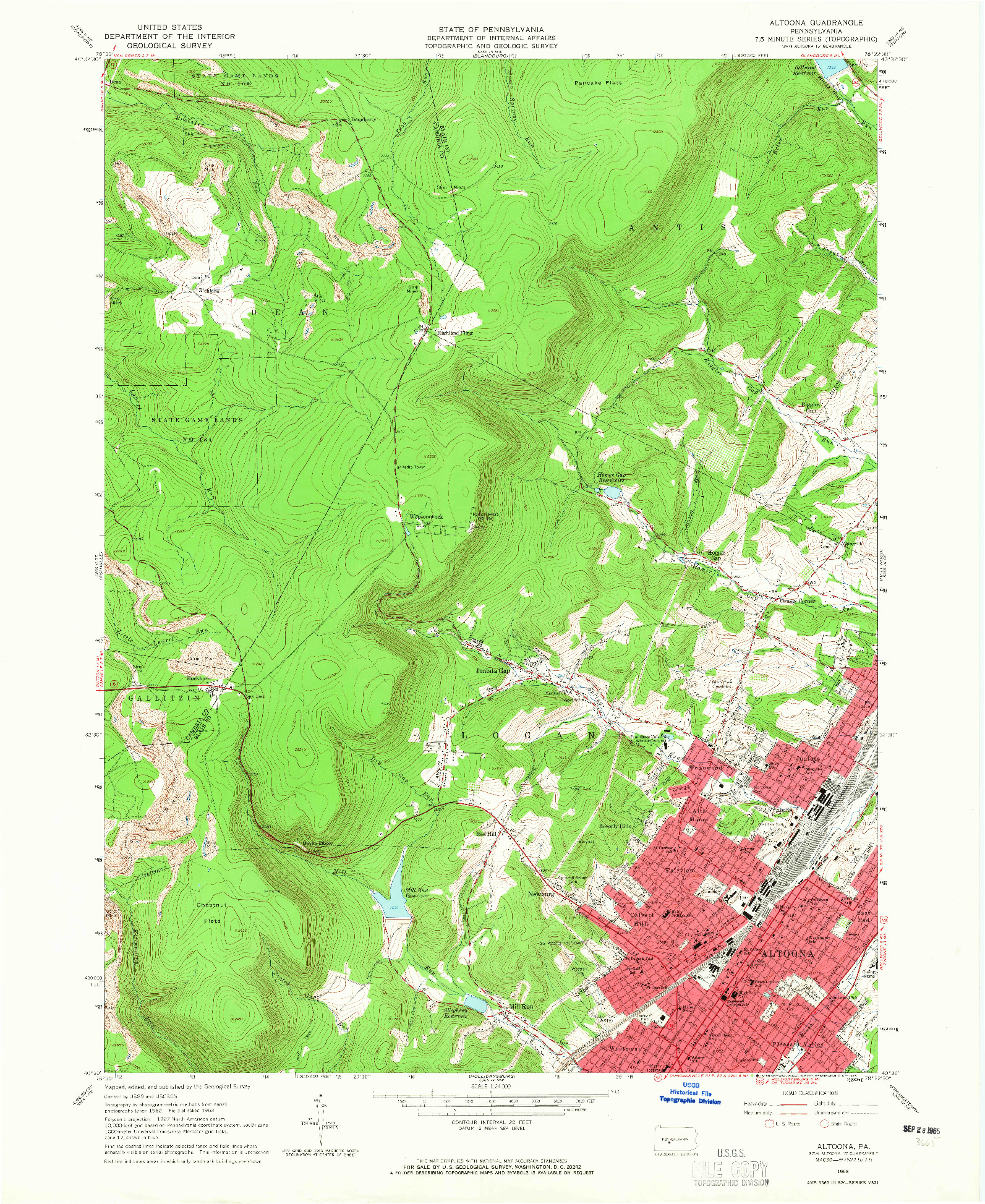USGS 1:24000-SCALE QUADRANGLE FOR ALTOONA, PA 1963