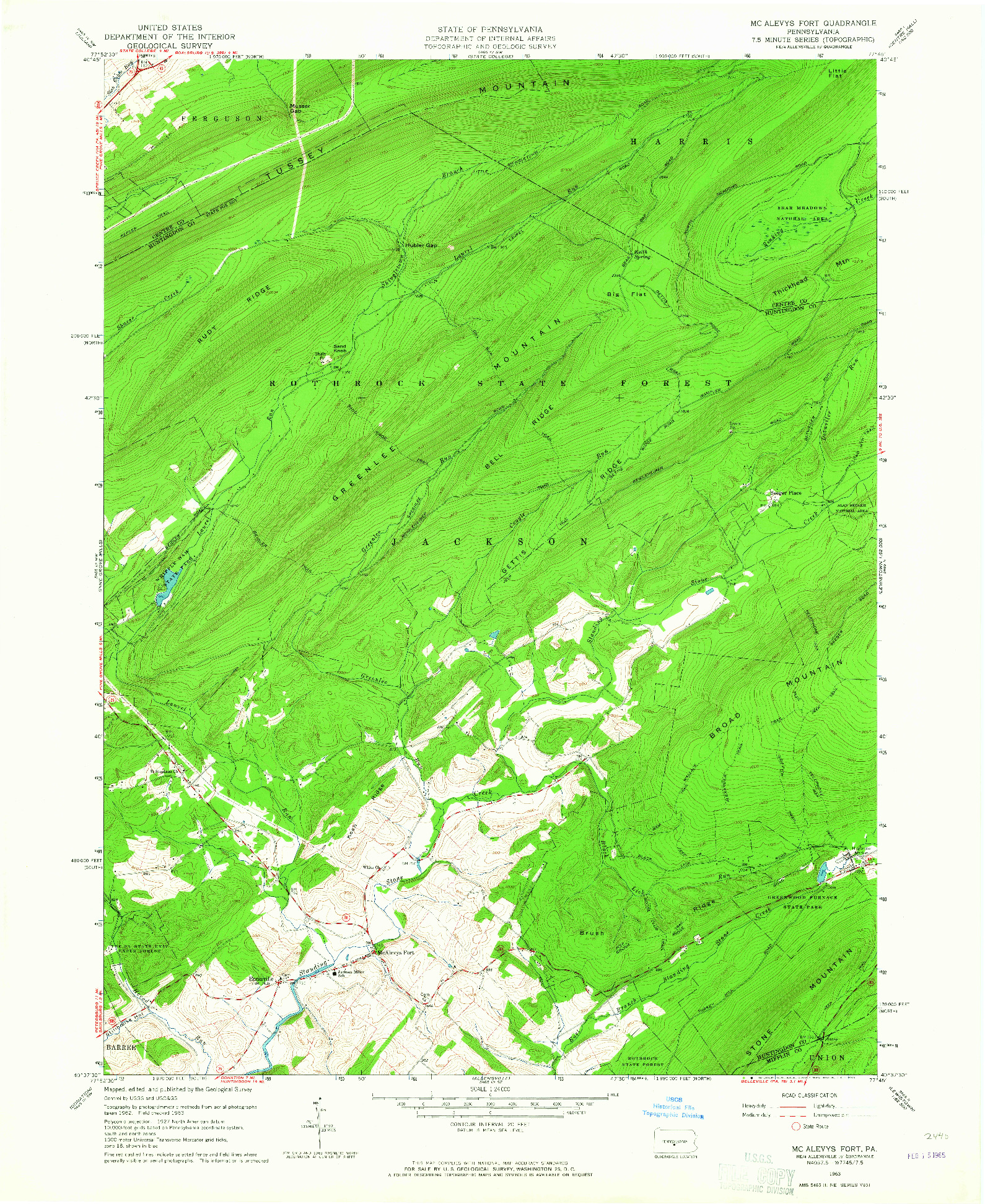 USGS 1:24000-SCALE QUADRANGLE FOR MC ALEVYS FORT, PA 1963