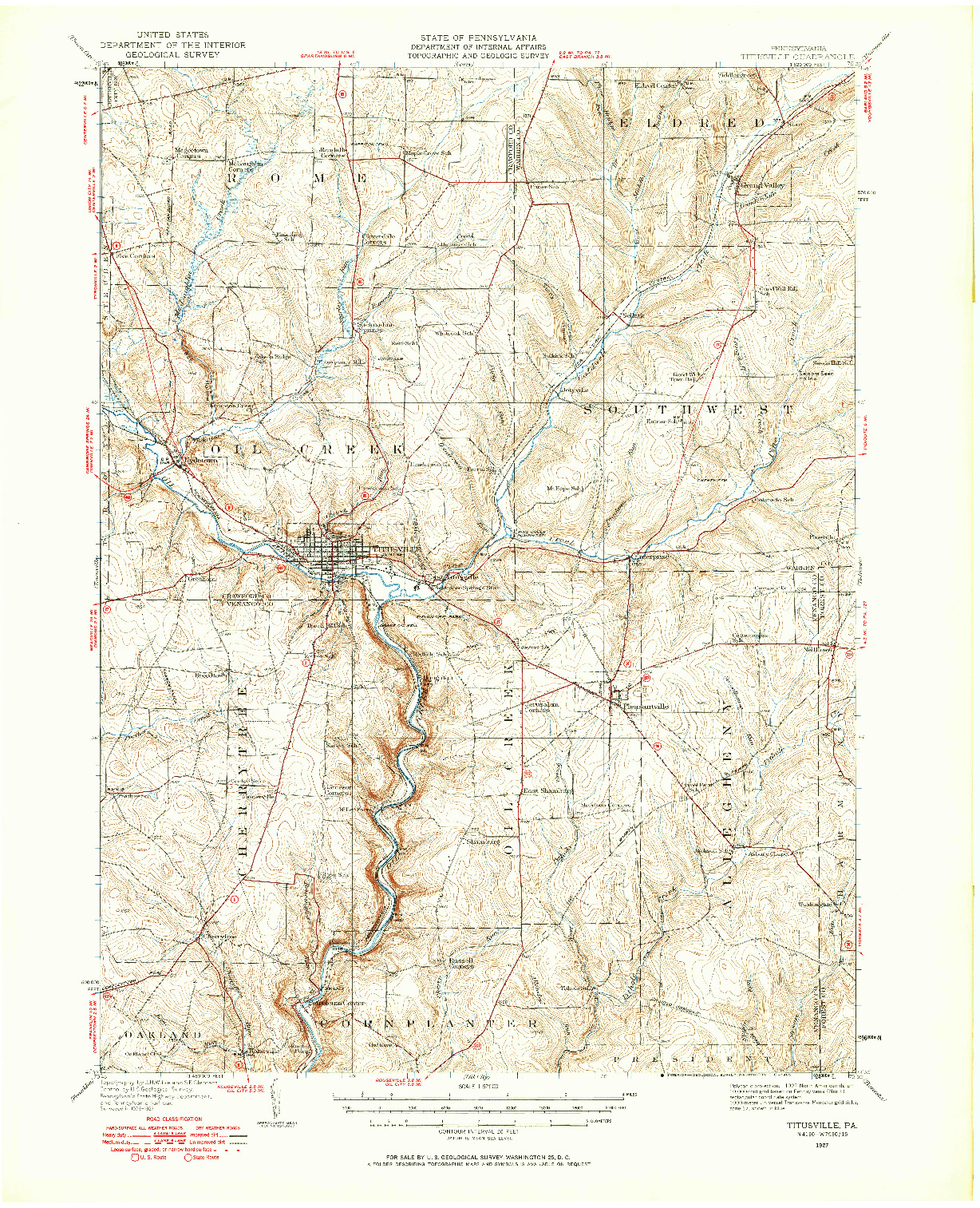 USGS 1:62500-SCALE QUADRANGLE FOR TITUSVILLE, PA 1927