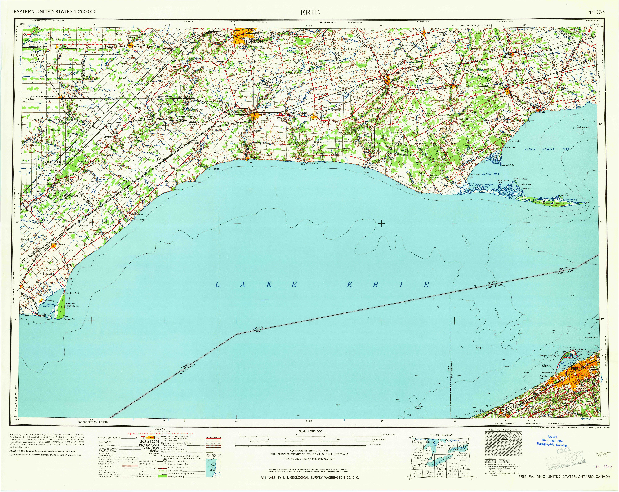 USGS 1:250000-SCALE QUADRANGLE FOR ERIE, PA 1965