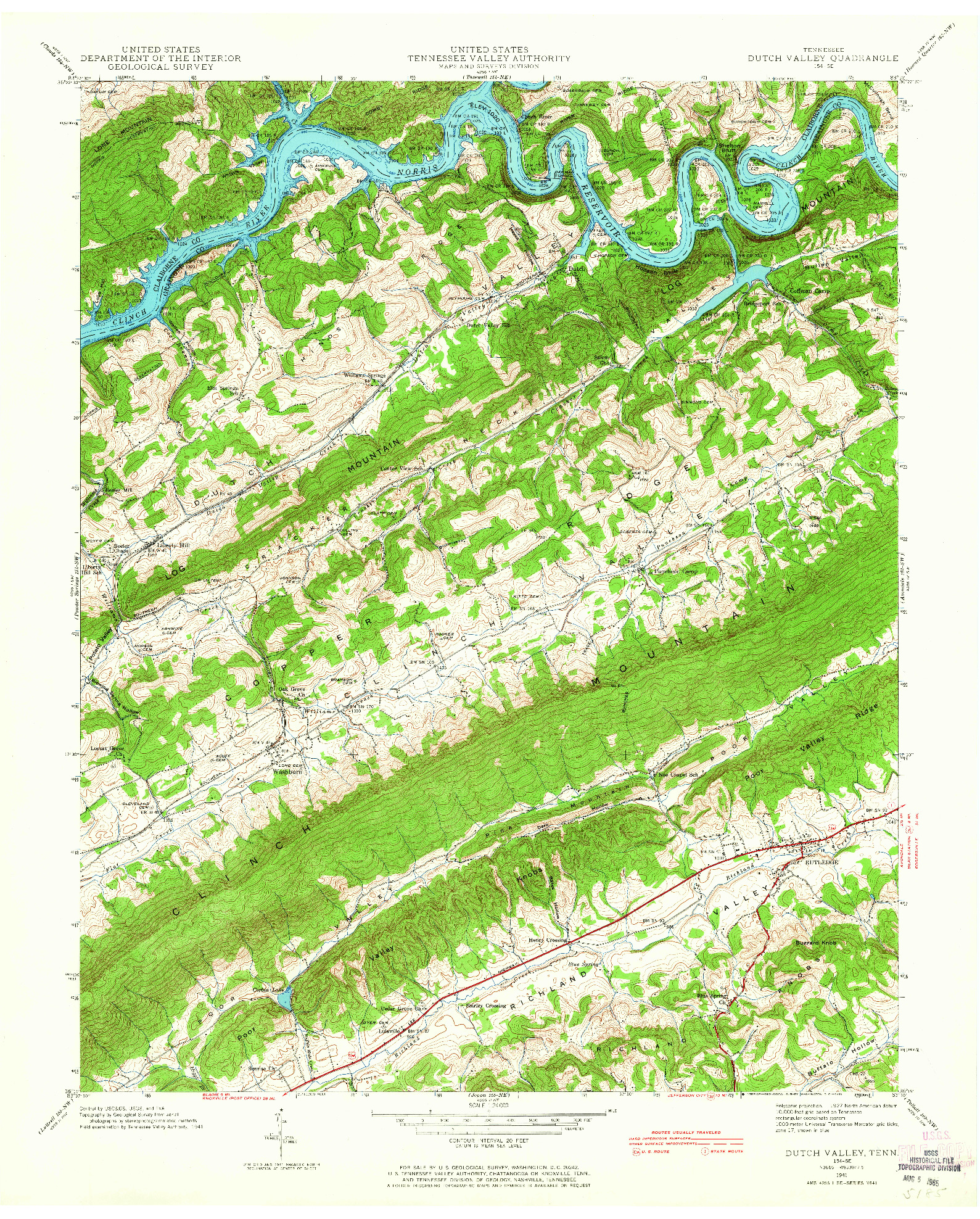 USGS 1:24000-SCALE QUADRANGLE FOR DUTCH VALLEY, TN 1941