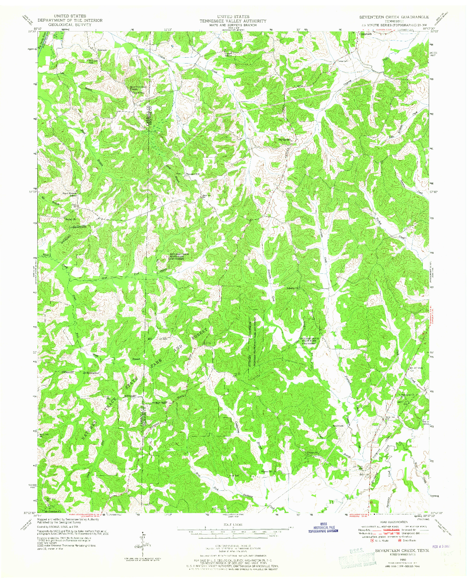 USGS 1:24000-SCALE QUADRANGLE FOR SEVENTEEN CREEK, TN 1950