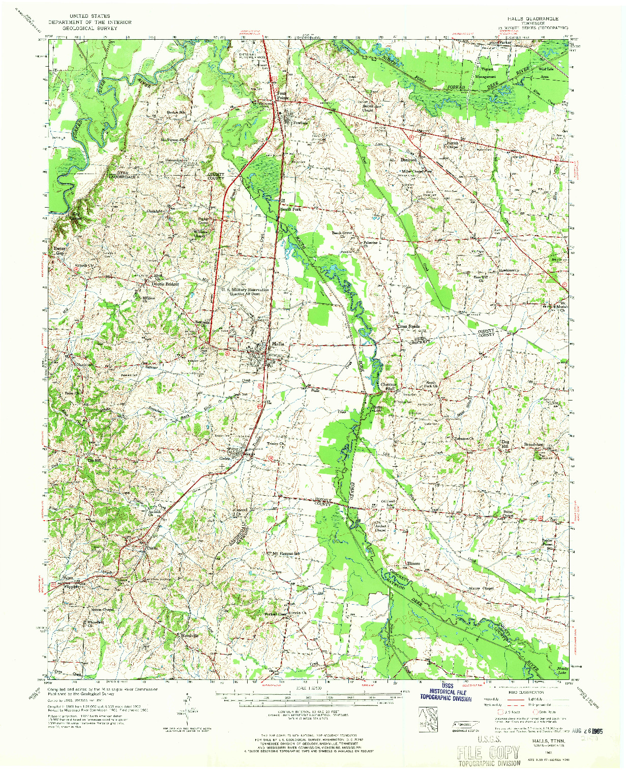 USGS 1:62500-SCALE QUADRANGLE FOR HALLS, TN 1961