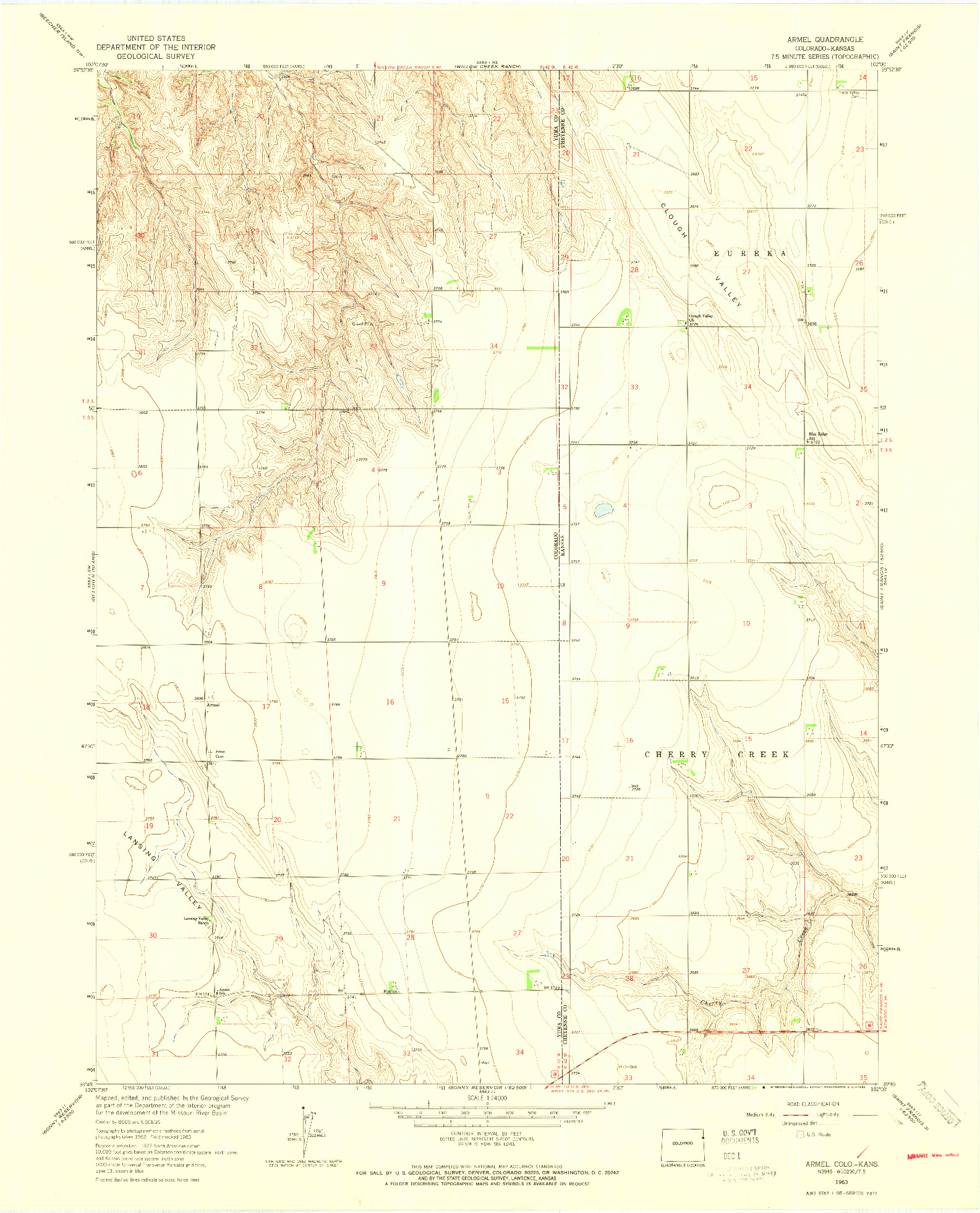 USGS 1:24000-SCALE QUADRANGLE FOR ARMEL, CO 1963