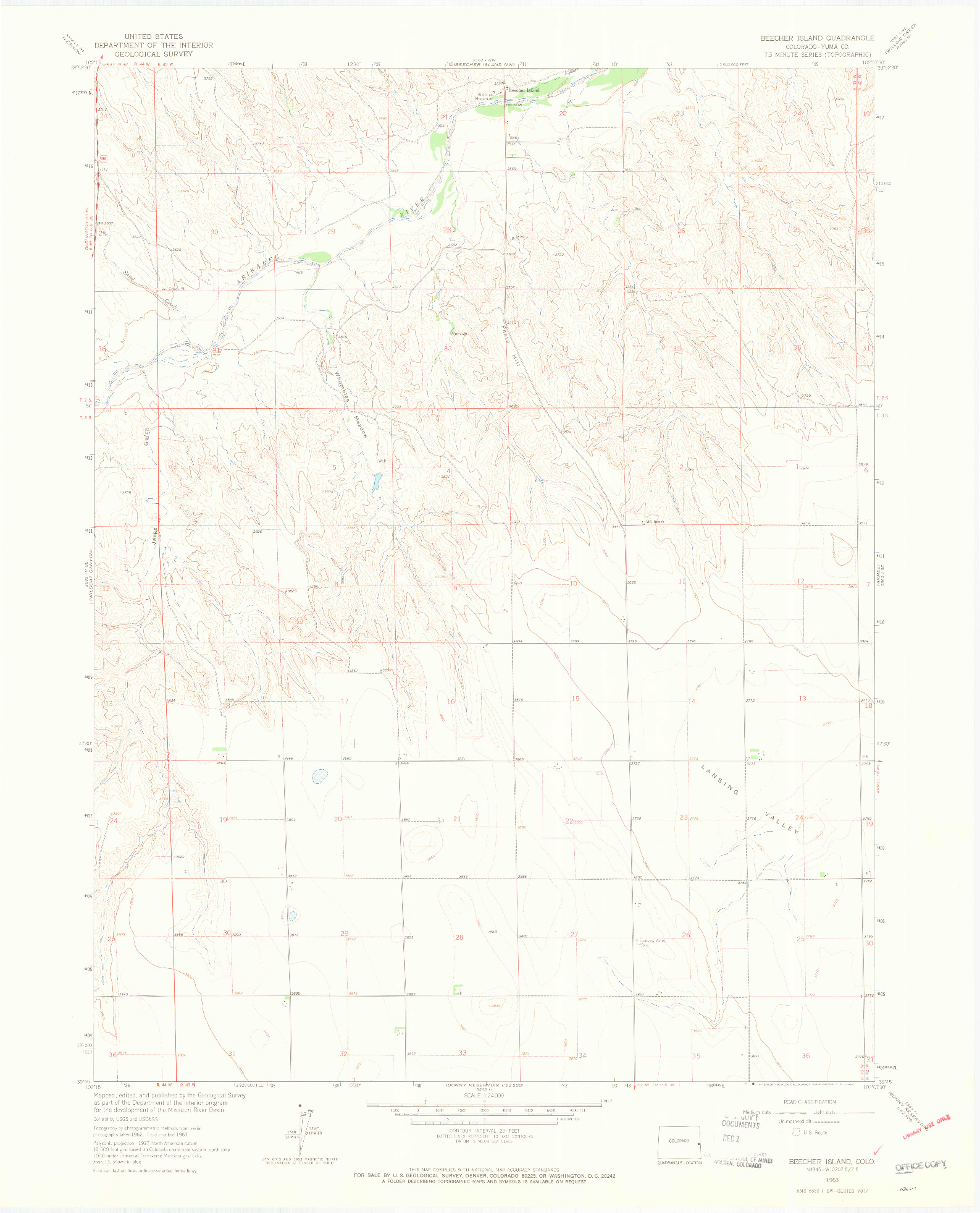 USGS 1:24000-SCALE QUADRANGLE FOR BEECHER ISLAND, CO 1963