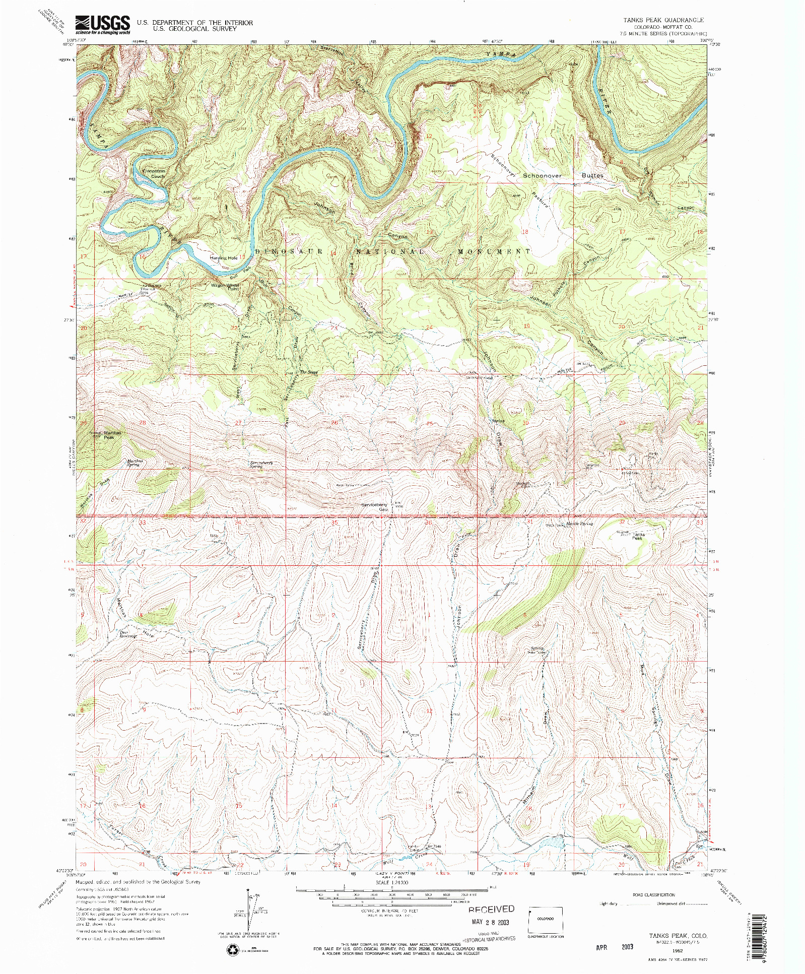 USGS 1:24000-SCALE QUADRANGLE FOR TANKS PEAK, CO 1962