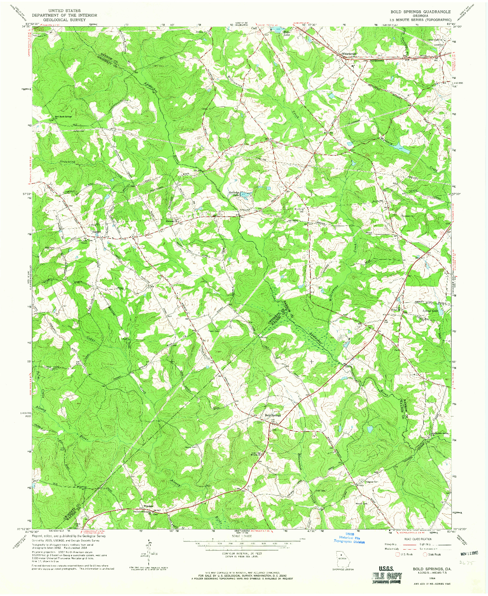 USGS 1:24000-SCALE QUADRANGLE FOR BOLD SPRINGS, GA 1964