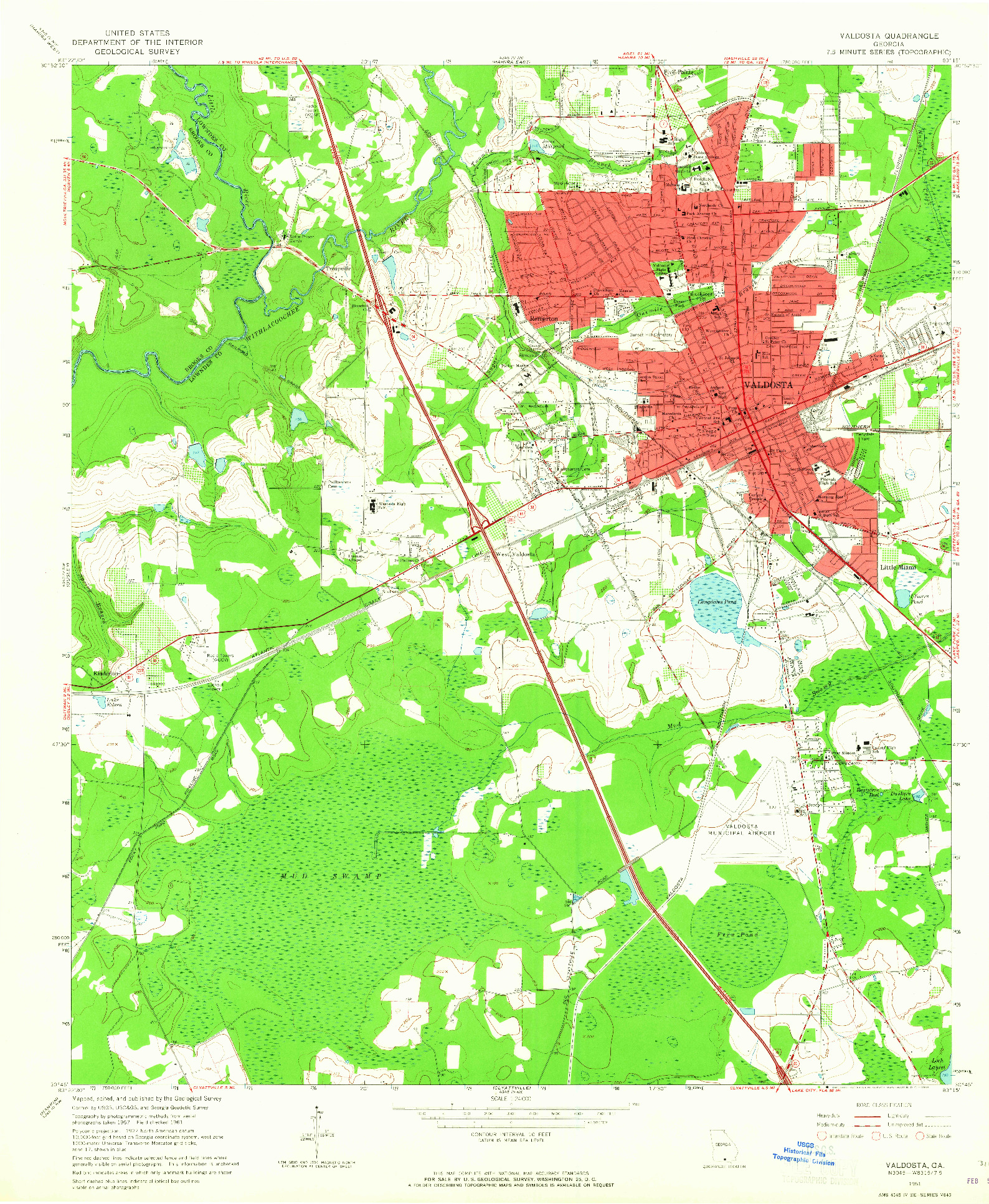 USGS 1:24000-SCALE QUADRANGLE FOR VALDOSTA, GA 1961