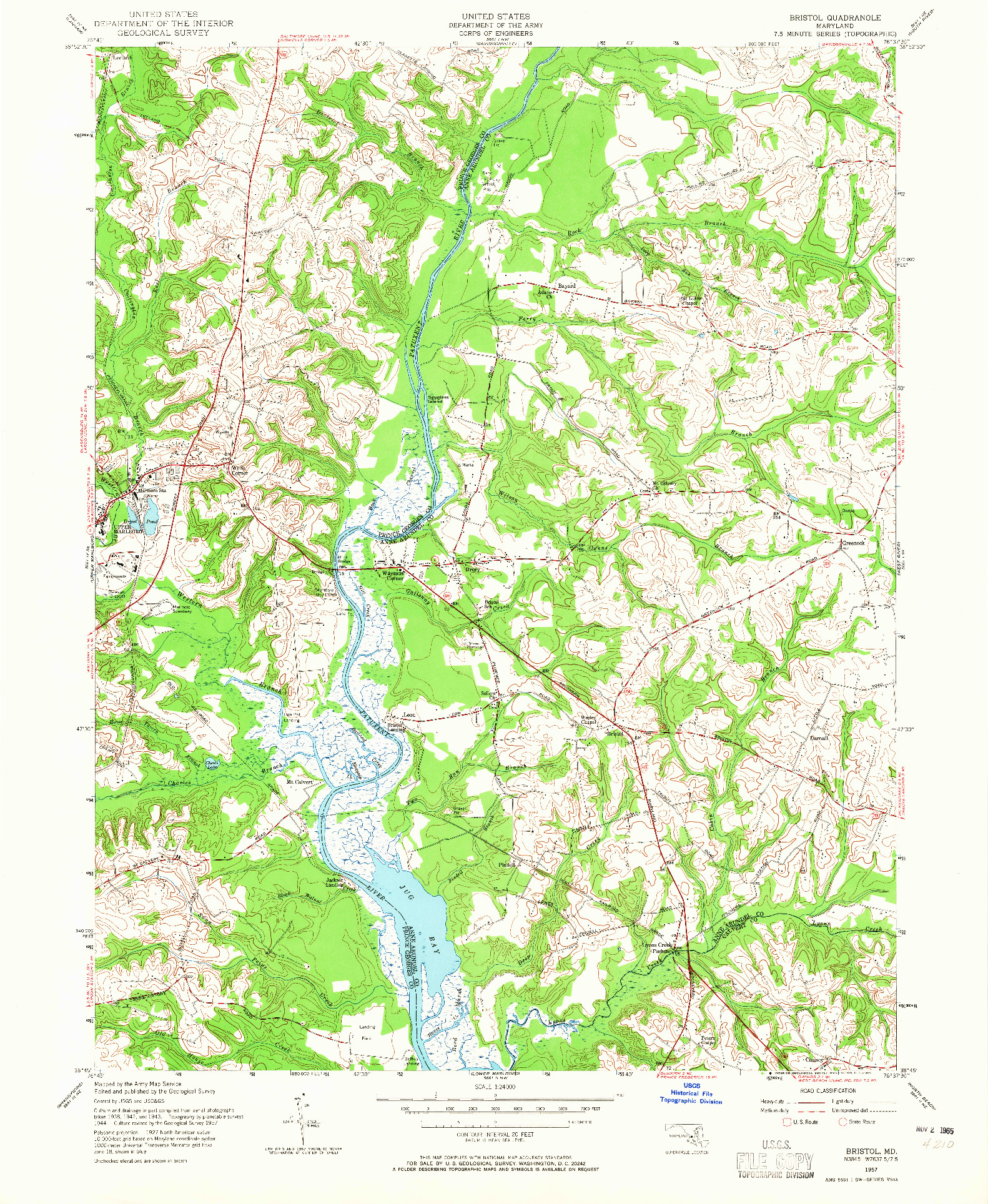 USGS 1:24000-SCALE QUADRANGLE FOR BRISTOL, MD 1957