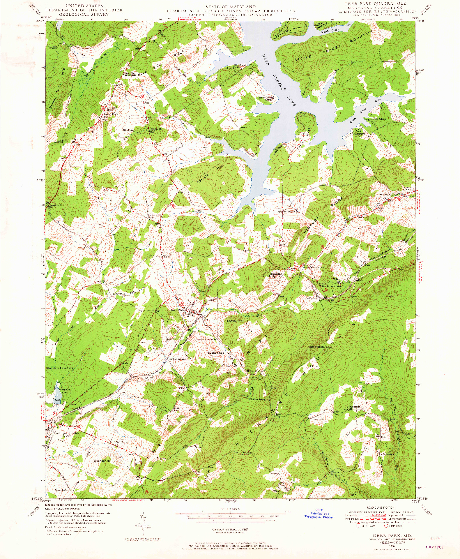 USGS 1:24000-SCALE QUADRANGLE FOR DEER PARK, MD 1948