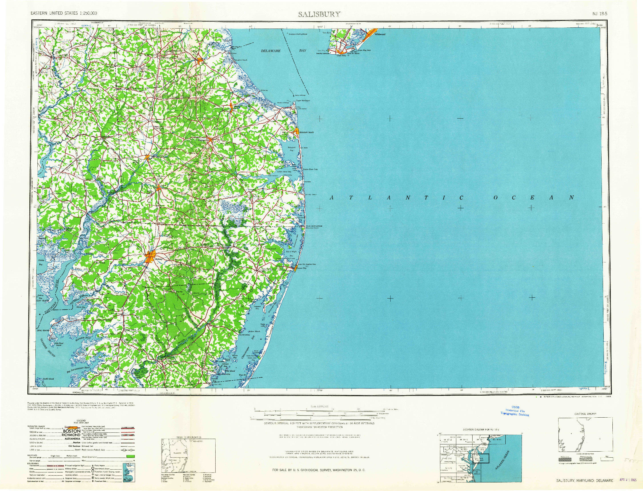 USGS 1:250000-SCALE QUADRANGLE FOR SALISBURY, MD 1965