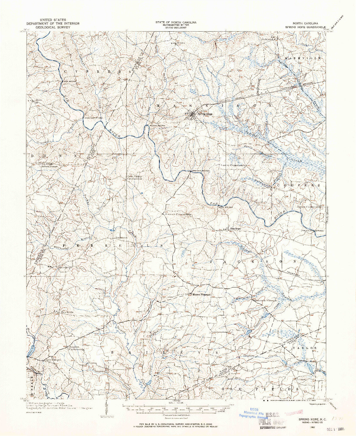 USGS 1:62500-SCALE QUADRANGLE FOR SPRING HOPE, NC 1902