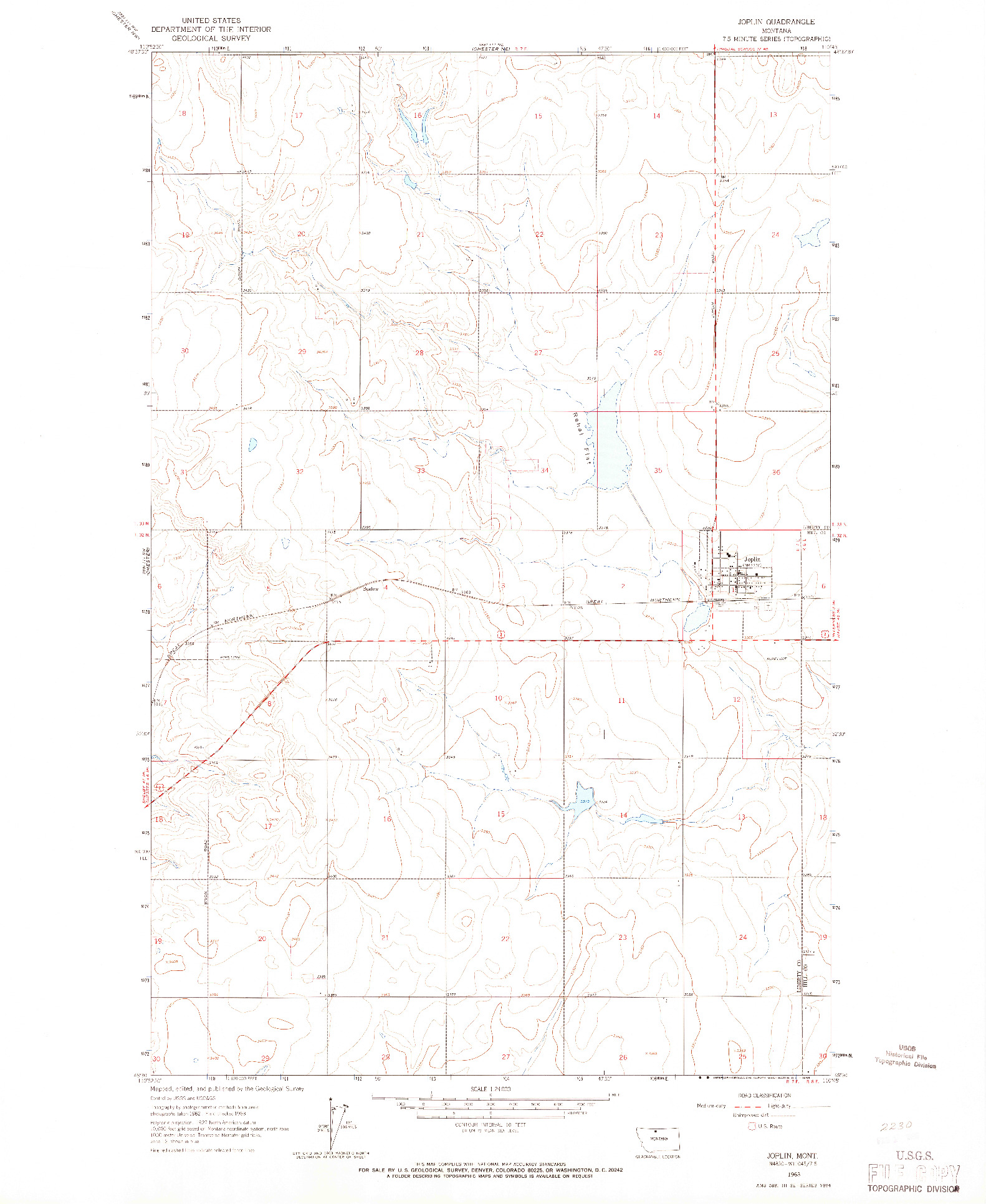 USGS 1:24000-SCALE QUADRANGLE FOR JOPLIN, MT 1963
