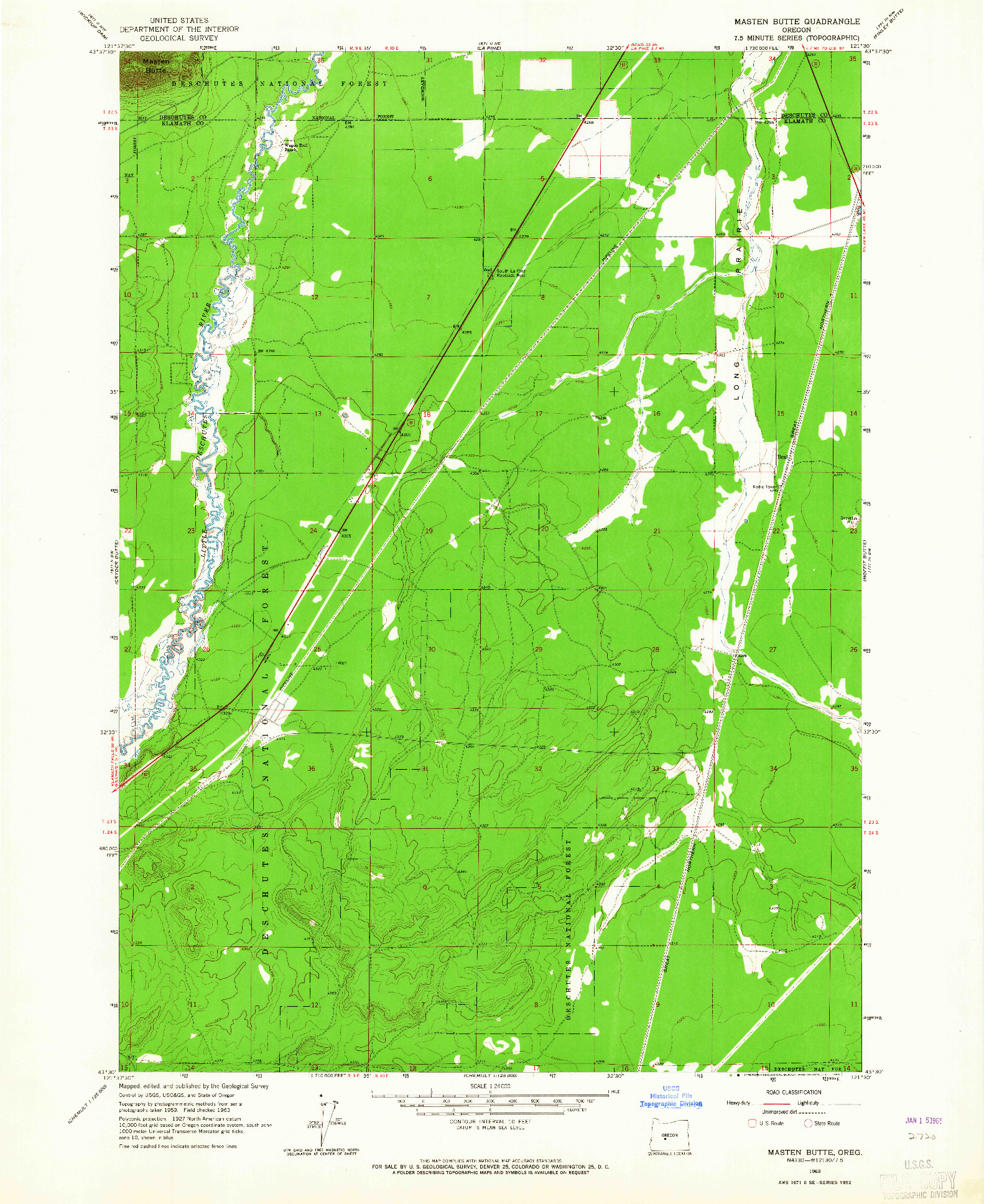 USGS 1:24000-SCALE QUADRANGLE FOR MASTEN BUTTE, OR 1963