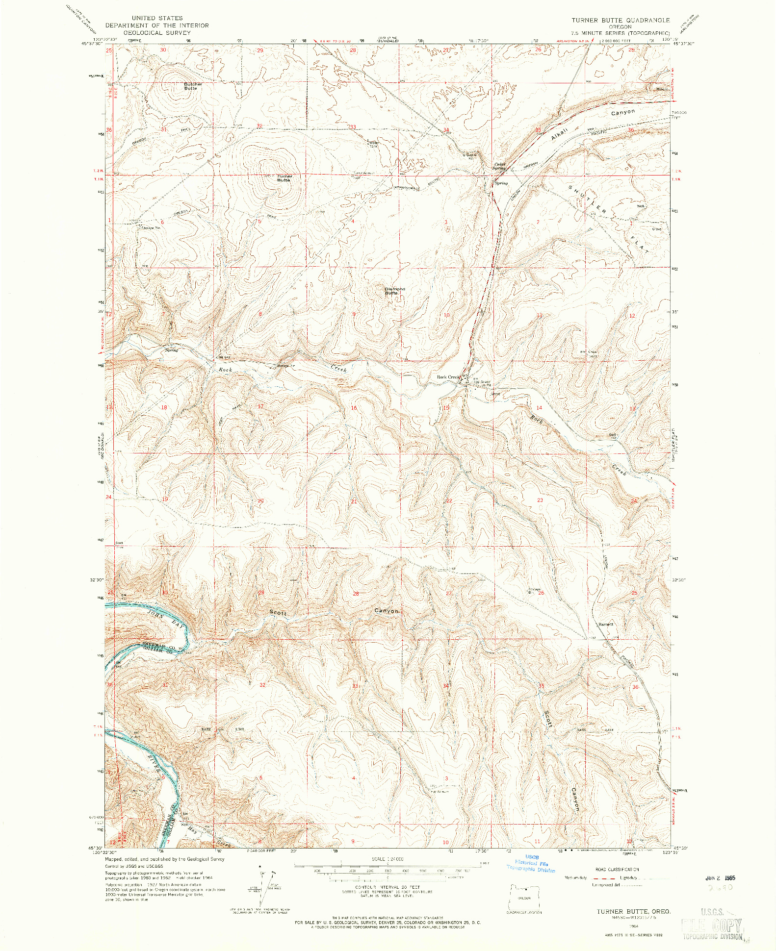 USGS 1:24000-SCALE QUADRANGLE FOR TURNER BUTTE, OR 1964