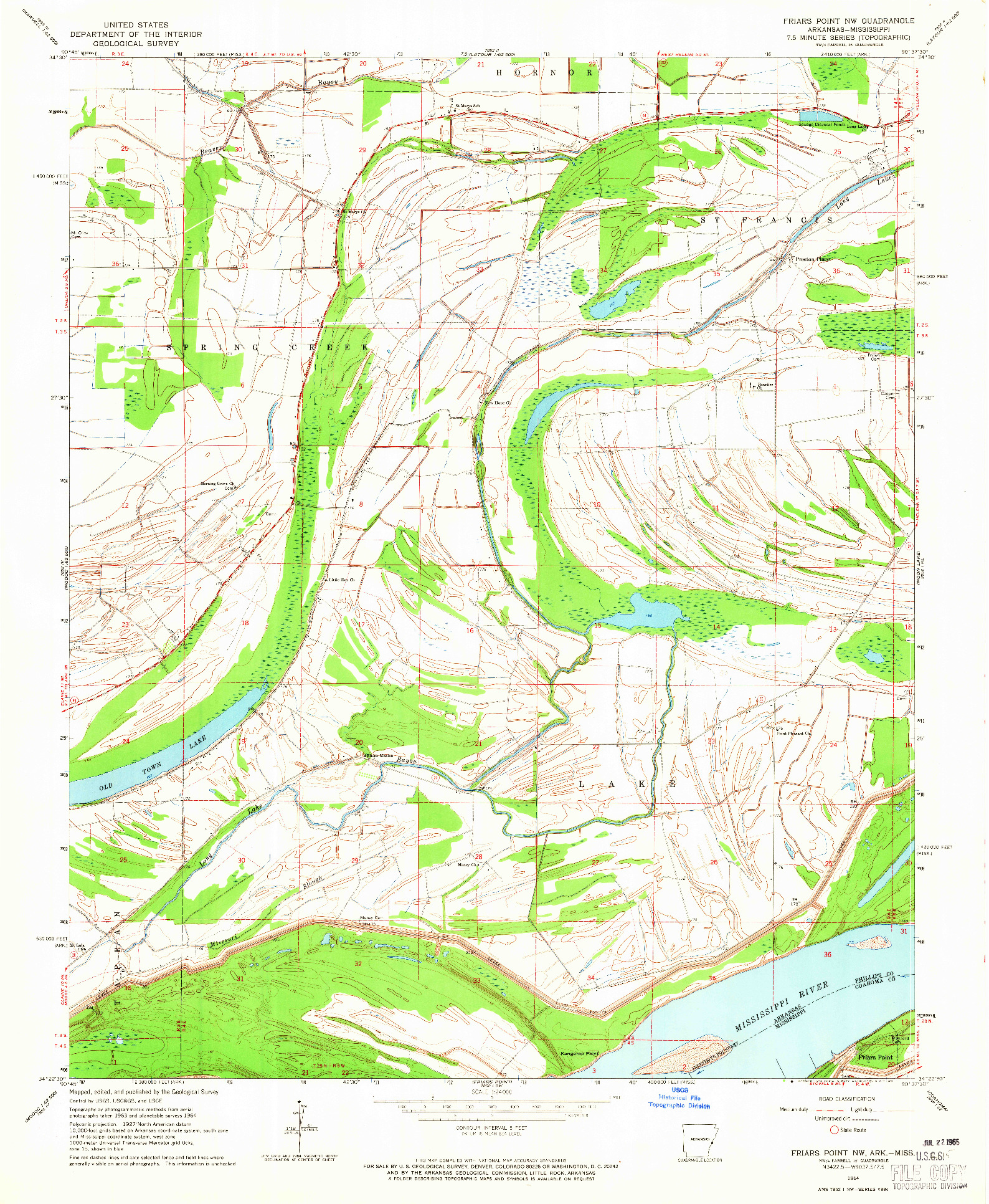 USGS 1:24000-SCALE QUADRANGLE FOR FRIARS POINT NW, AR 1964