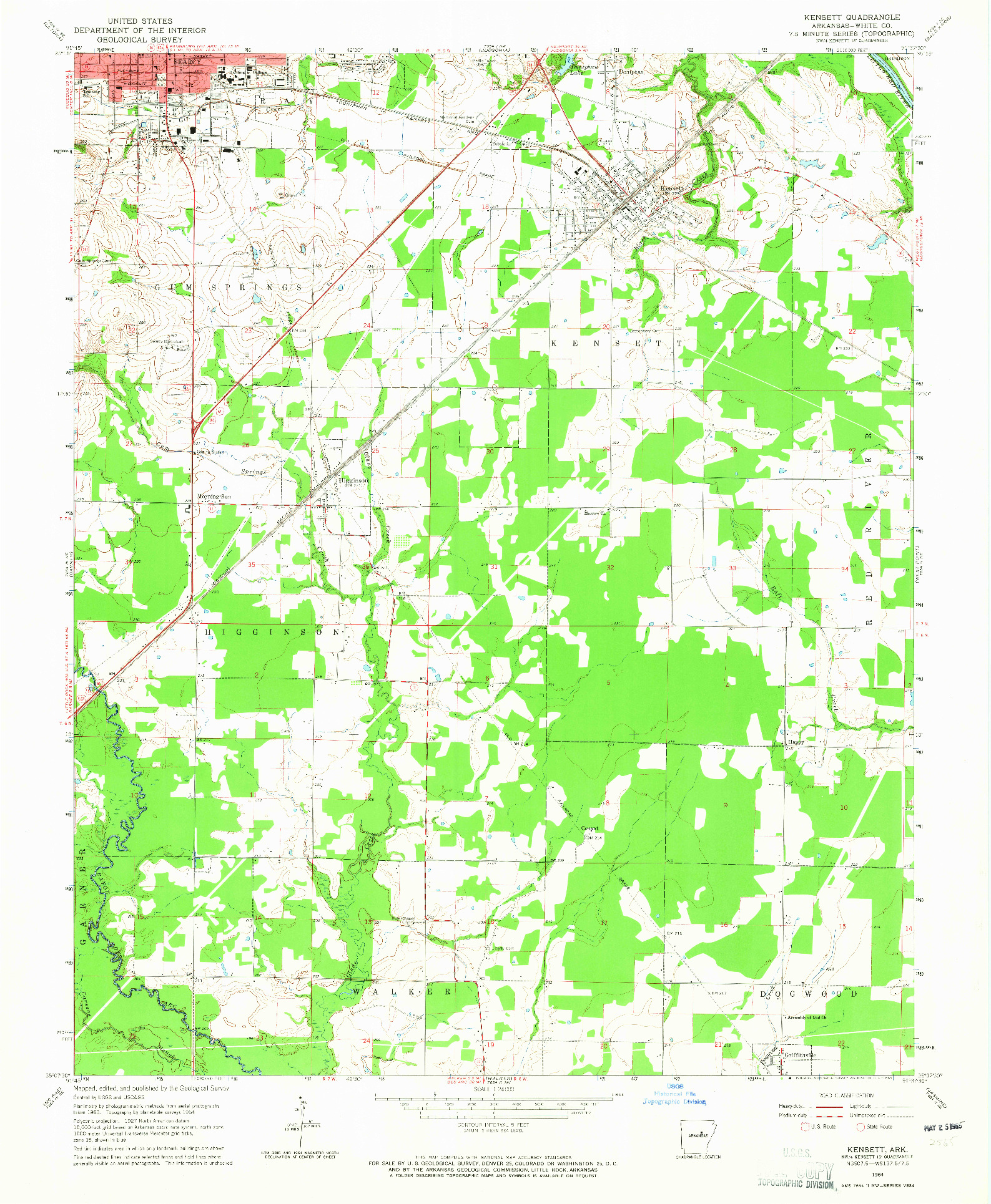 USGS 1:24000-SCALE QUADRANGLE FOR KENSETT, AR 1964