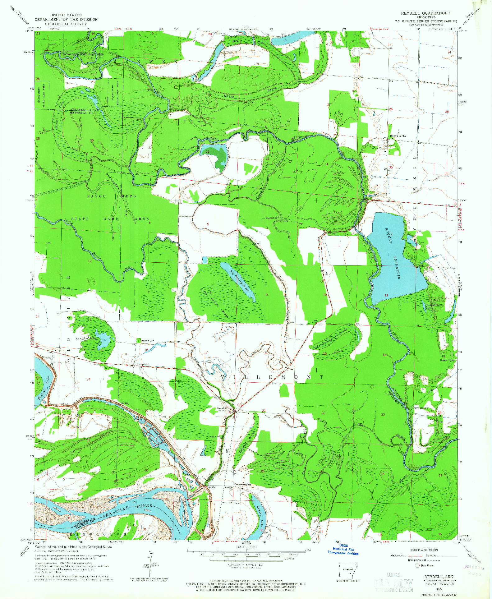 USGS 1:24000-SCALE QUADRANGLE FOR REYDELL, AR 1964