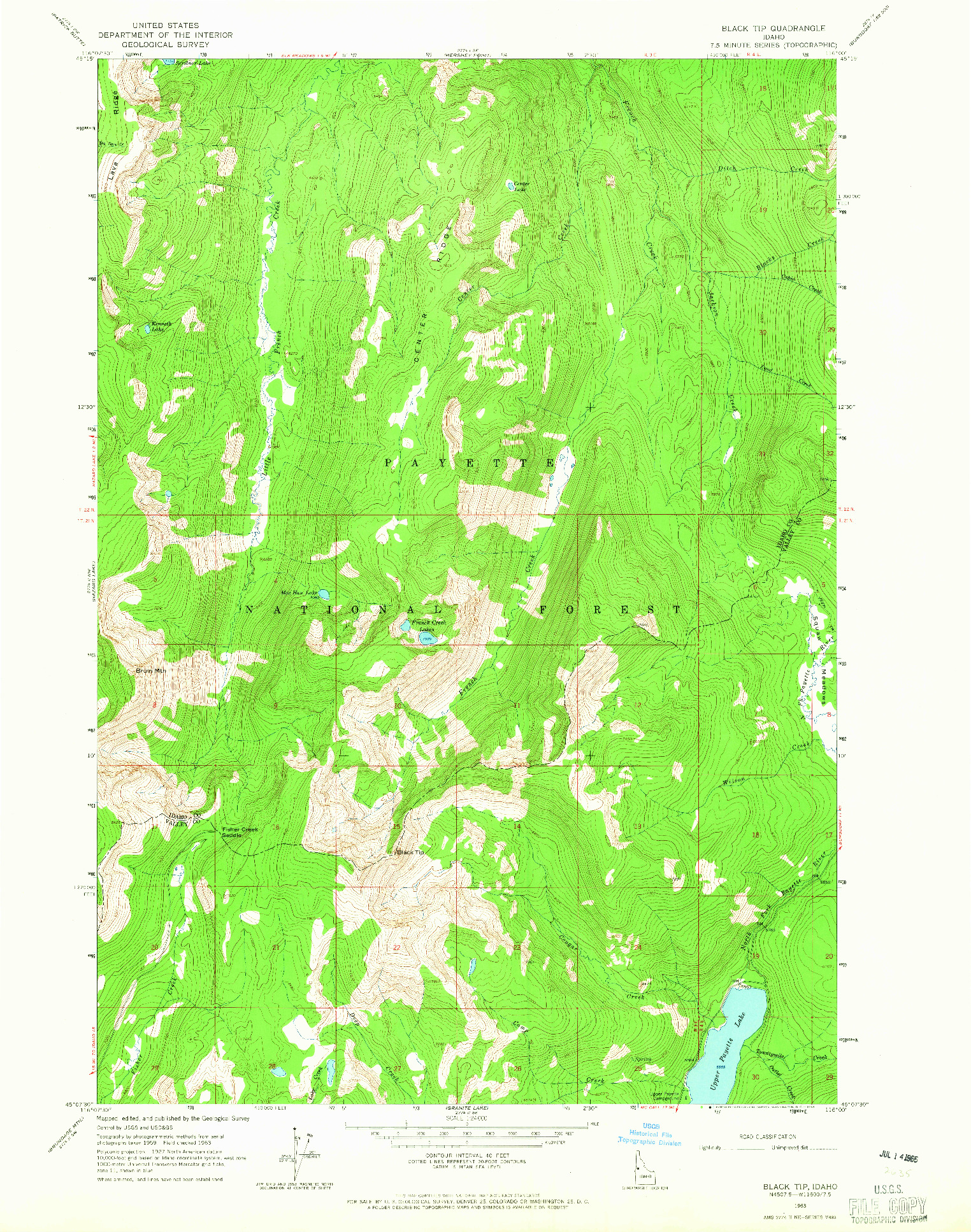 USGS 1:24000-SCALE QUADRANGLE FOR BLACK TIP, ID 1963