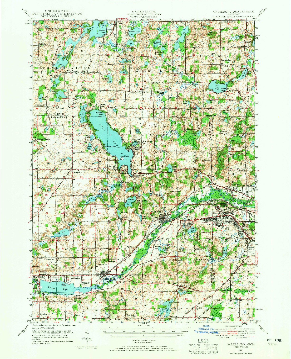 USGS 1:62500-SCALE QUADRANGLE FOR GALESBURG, MI 1947