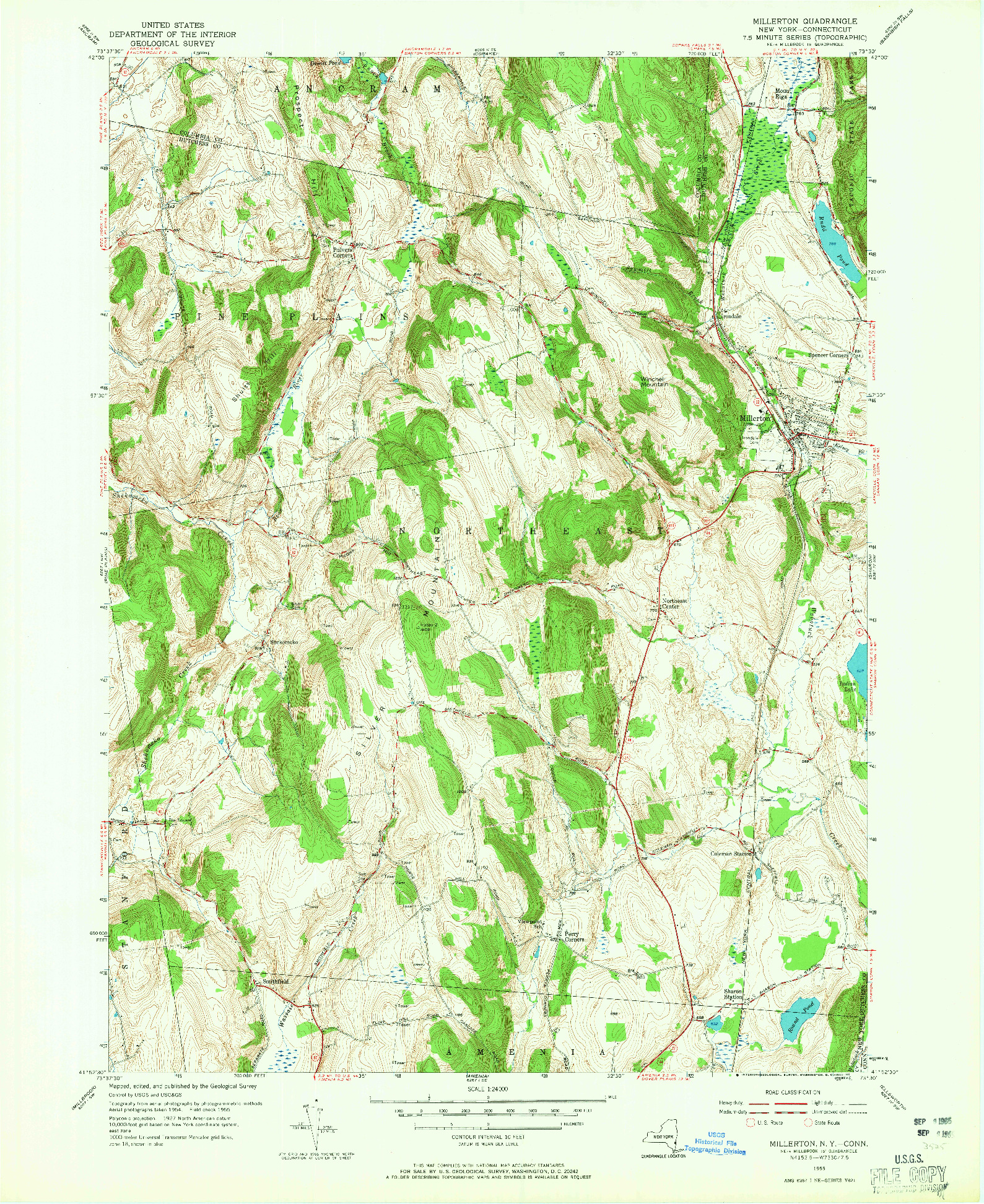 USGS 1:24000-SCALE QUADRANGLE FOR MILLERTON, NY 1955