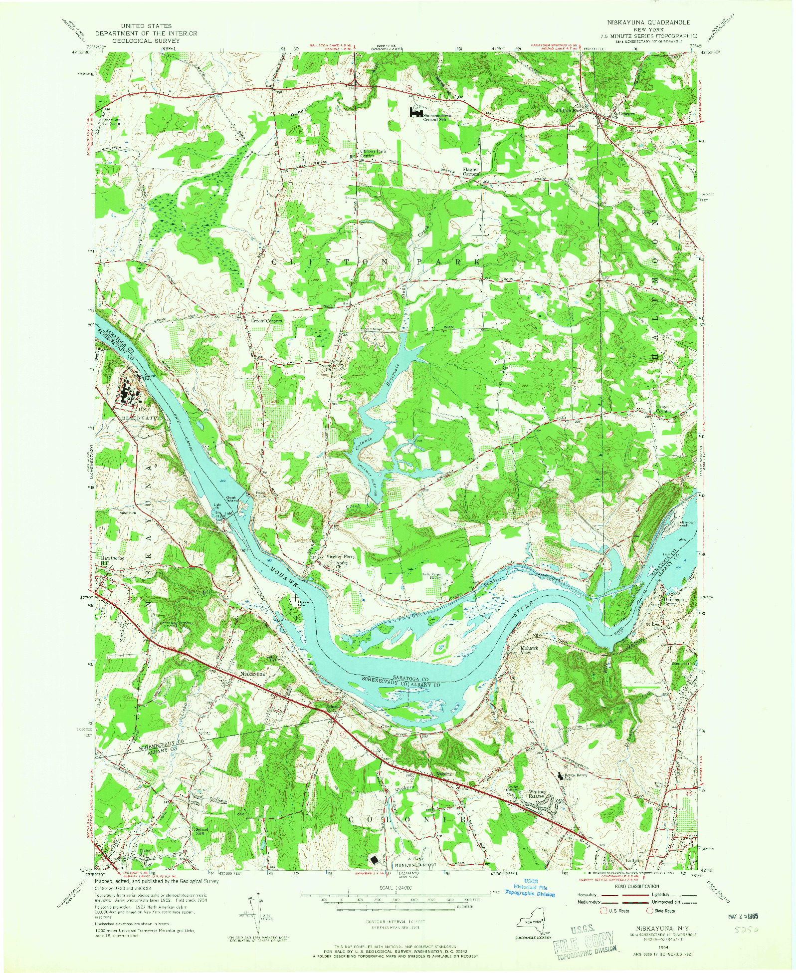 USGS 1:24000-SCALE QUADRANGLE FOR NISKAYUNA, NY 1954