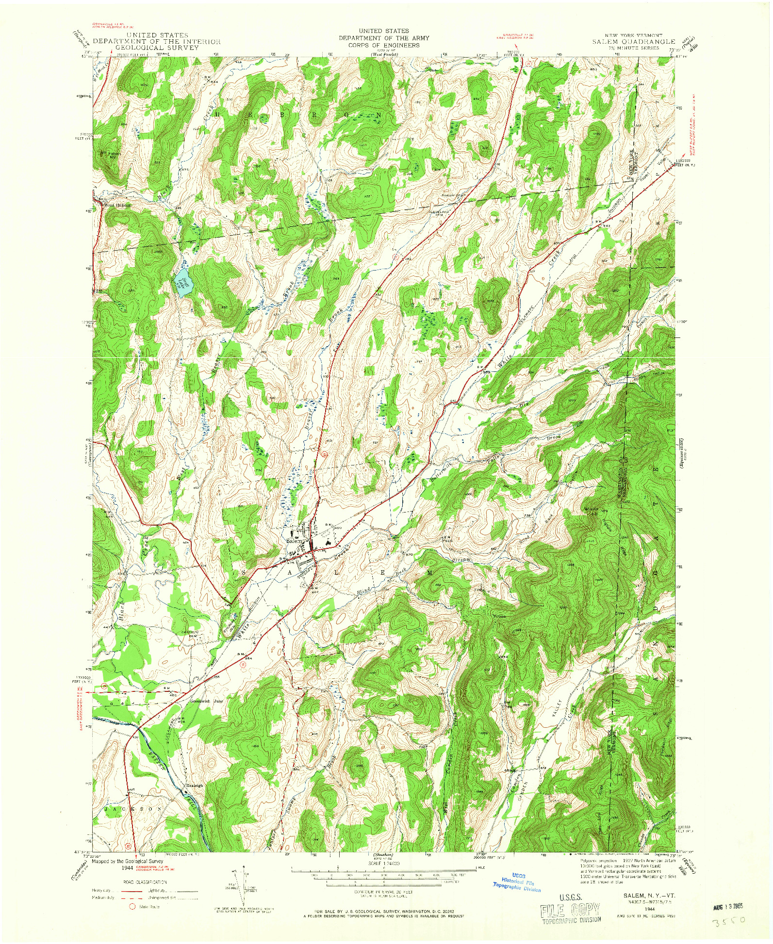 USGS 1:24000-SCALE QUADRANGLE FOR SALEM, NY 1944