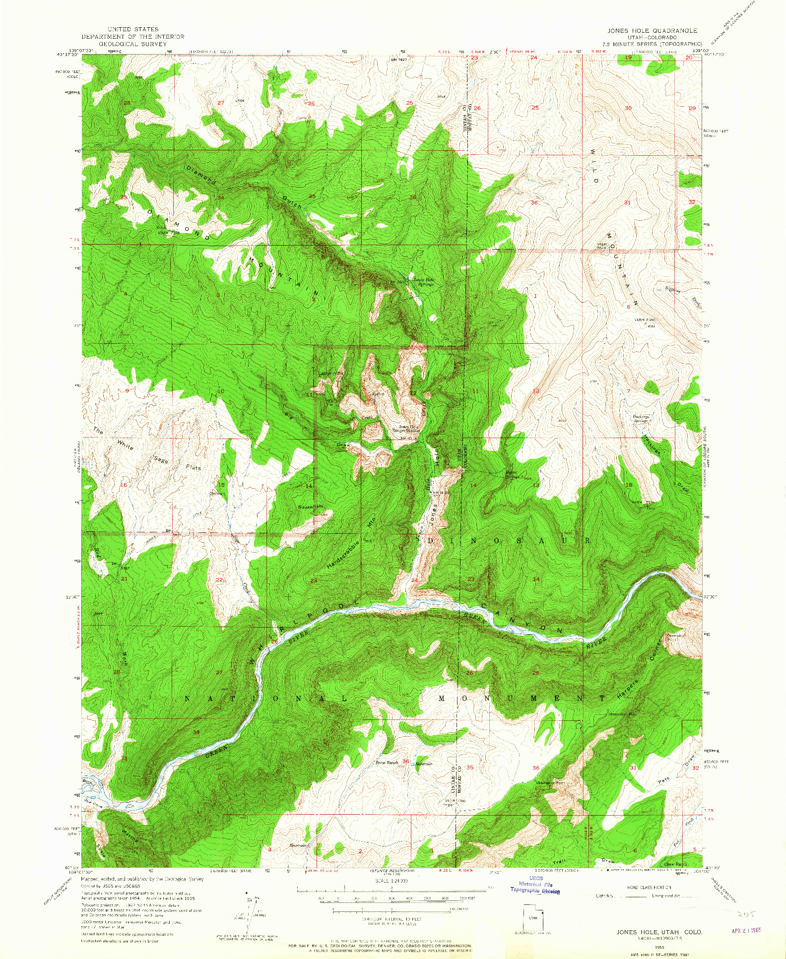 USGS 1:24000-SCALE QUADRANGLE FOR JONES HOLE, UT 1955