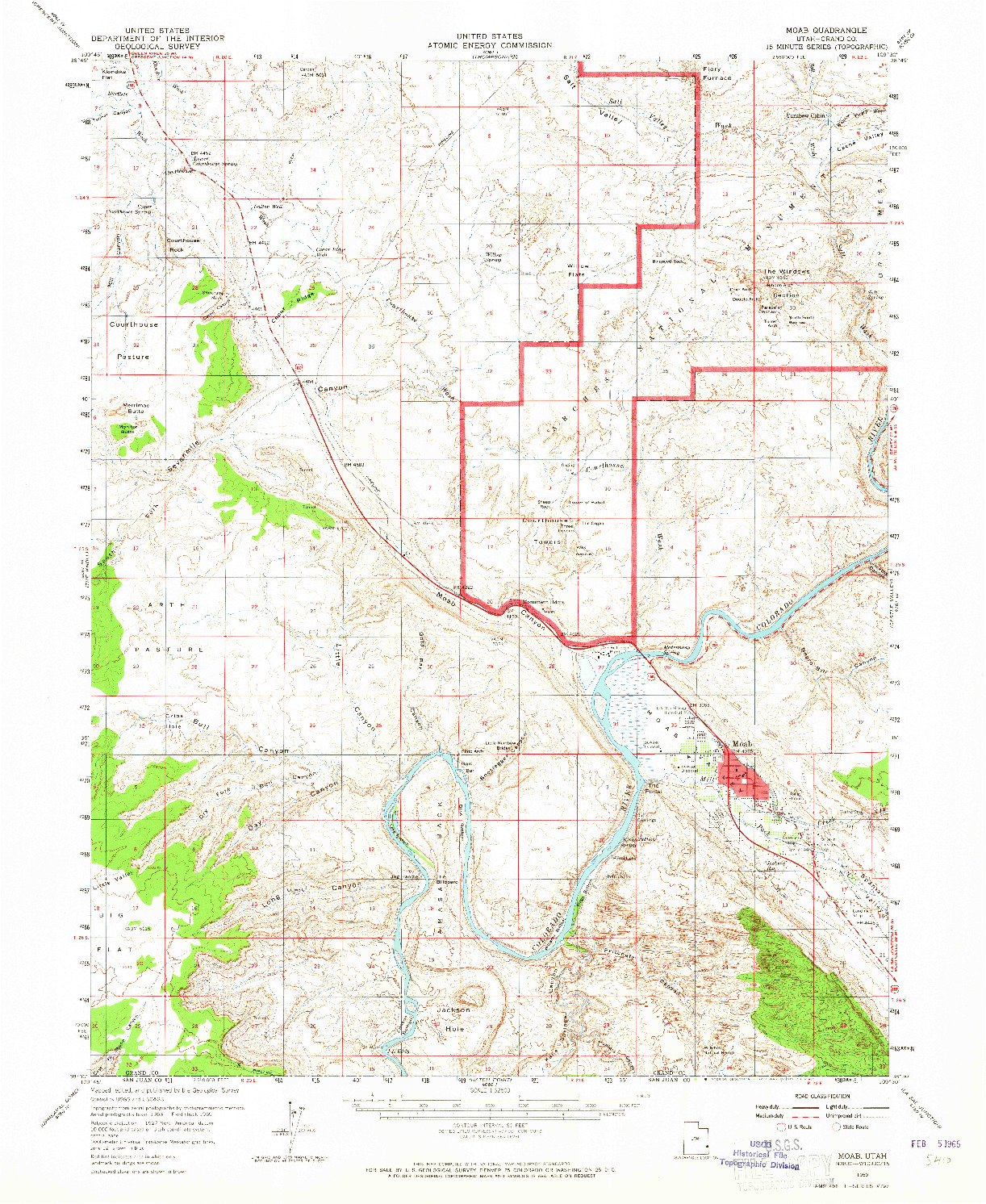 USGS 1:62500-SCALE QUADRANGLE FOR MOAB, UT 1959