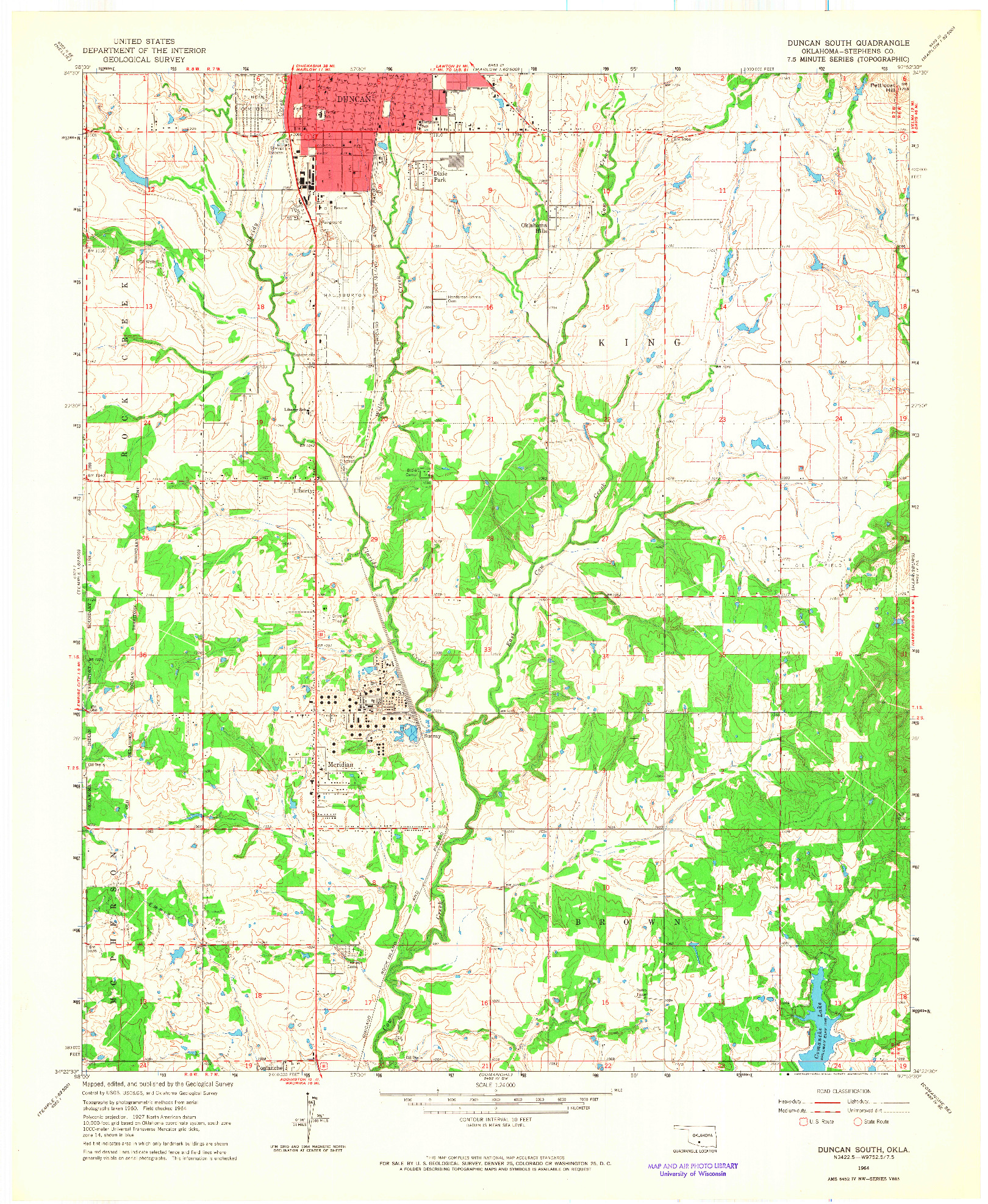 USGS 1:24000-SCALE QUADRANGLE FOR DUNCAN SOUTH, OK 1964
