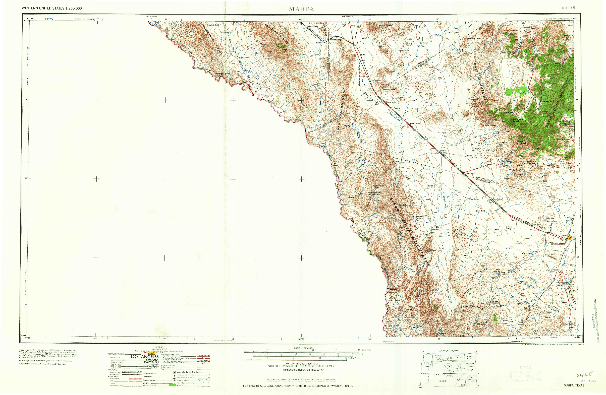 USGS 1:250000-SCALE QUADRANGLE FOR MARFA, TX 1965