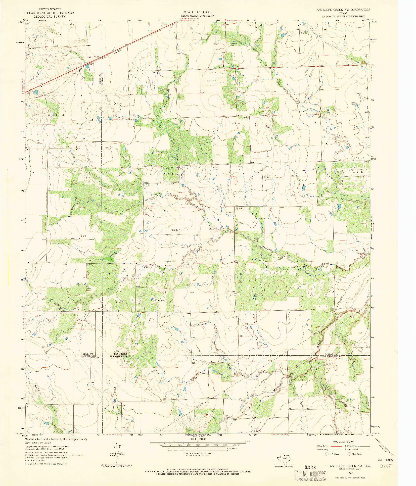 USGS 1:24000-SCALE QUADRANGLE FOR ANTELOPE CREEK NW, TX 1962