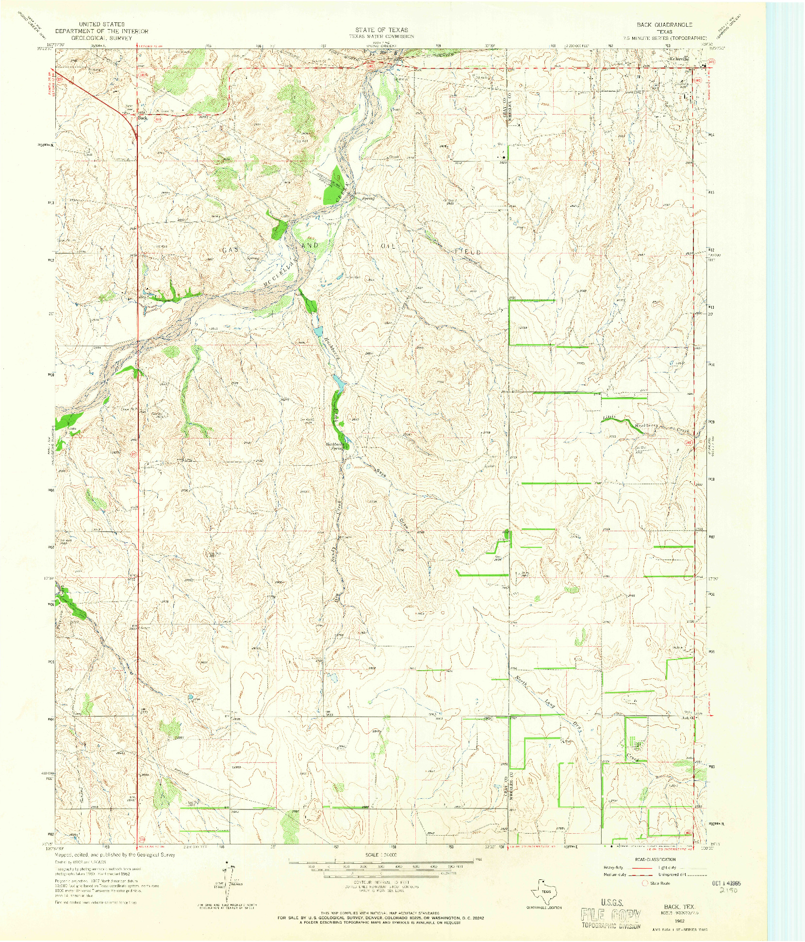 USGS 1:24000-SCALE QUADRANGLE FOR BACK, TX 1962
