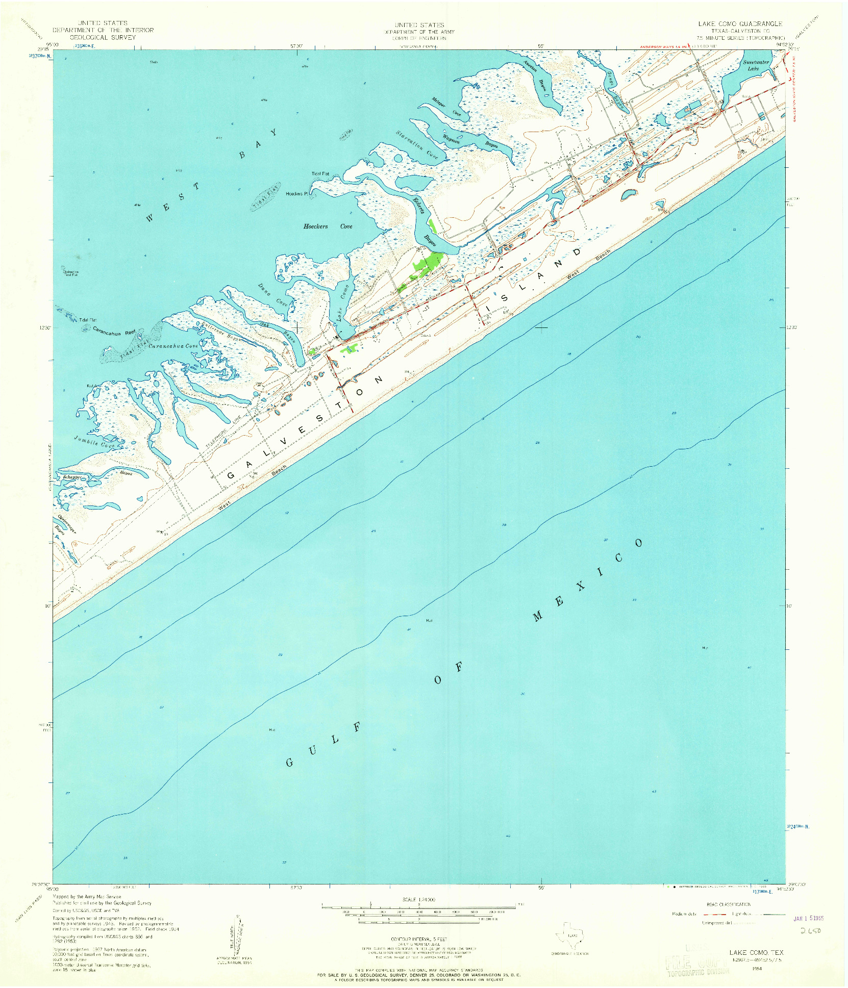 USGS 1:24000-SCALE QUADRANGLE FOR LAKE COMO, TX 1954