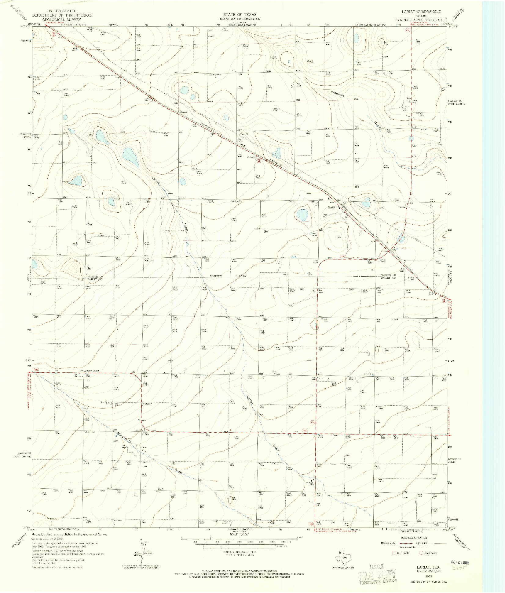 USGS 1:24000-SCALE QUADRANGLE FOR LARIAT, TX 1963