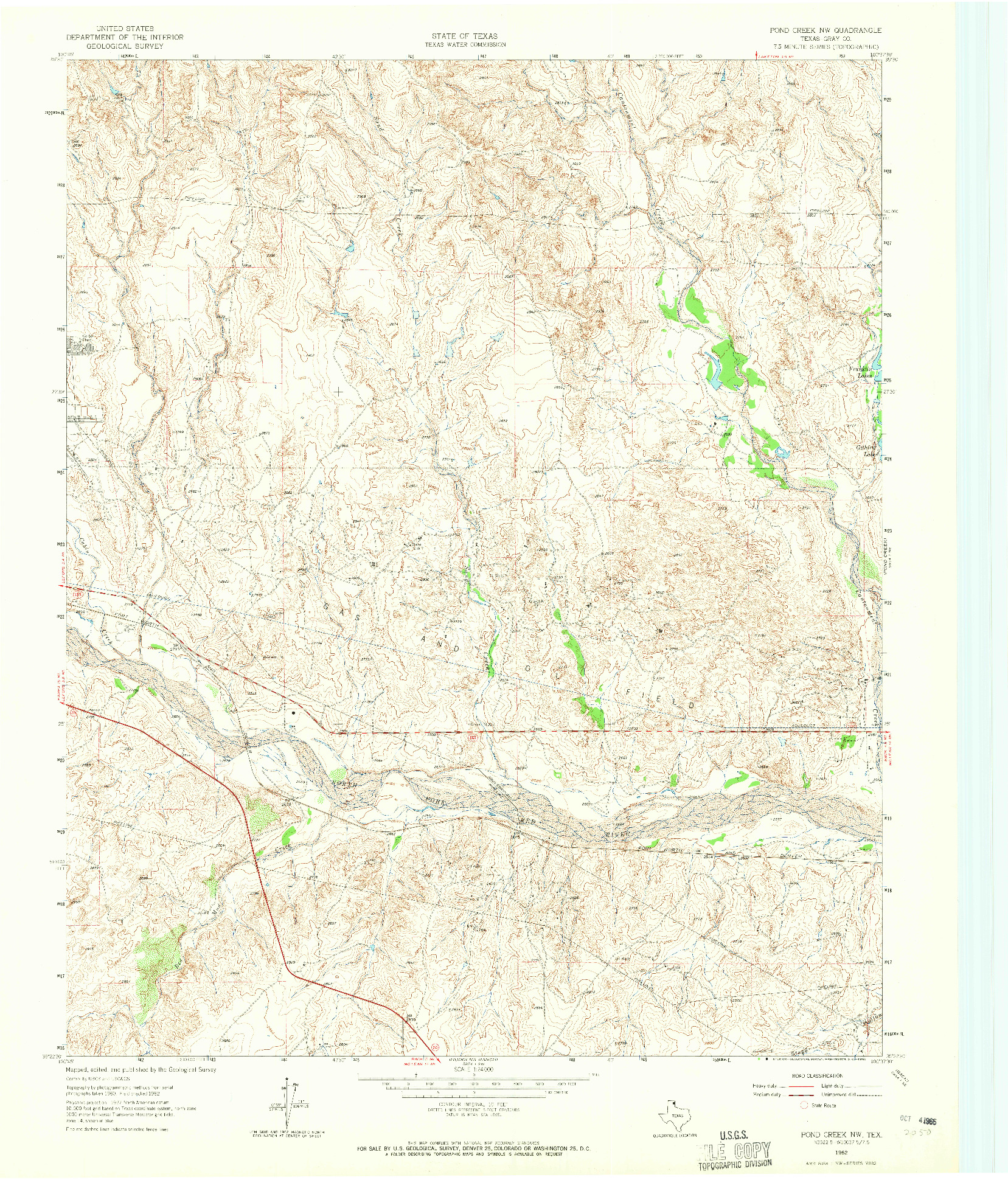 USGS 1:24000-SCALE QUADRANGLE FOR POND CREEK NW, TX 1962